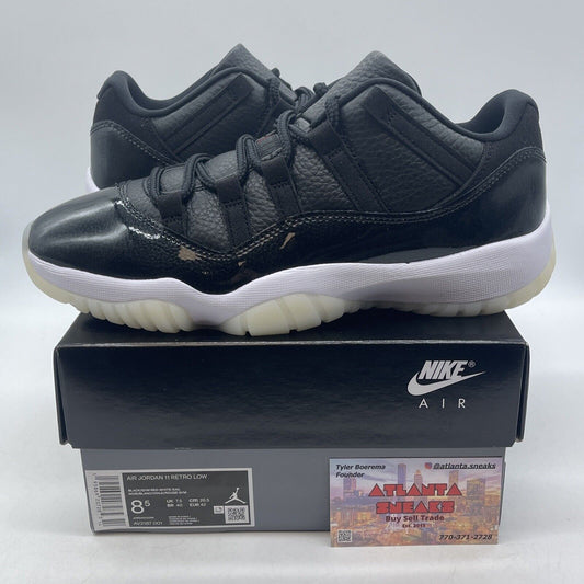 Size 8.5 - Jordan 11 Retro Low 72-10 Black White Grey Leather (AV2187-001)