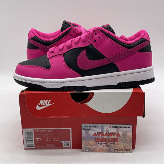 Size 7.5W - Nike Dunk Low Fierce Pink Black  White Leather (DD1503-604)