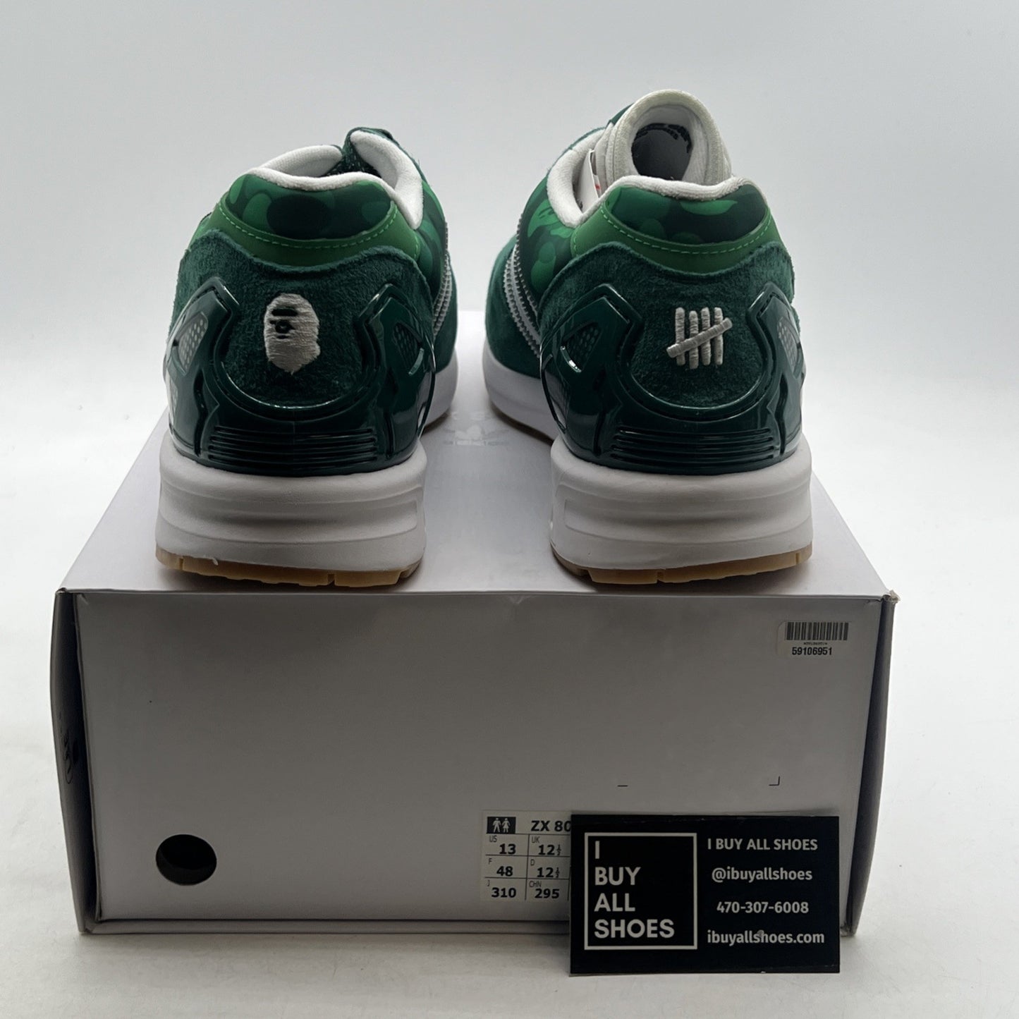 Size 13 - Adidas BAPE x Undefeated x ZX 8000 A-ZX Series - Green Camo (FY8851)
