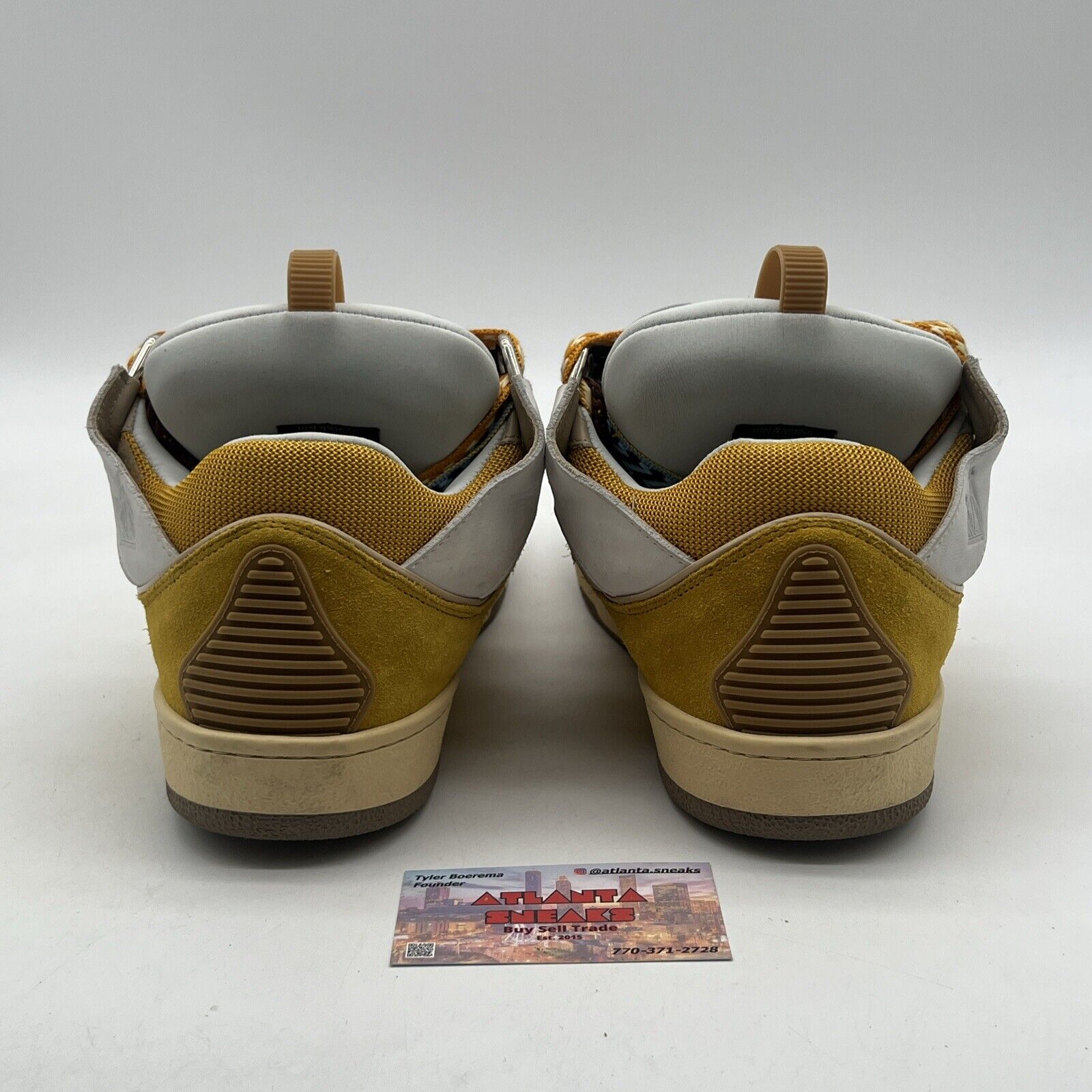 Size 10.5 - Lanvin Leather Curb Sneakers Low Top Yellow FM-(SKRK-11-DRAG-H22)