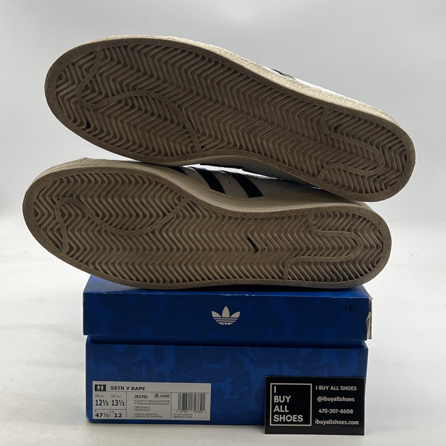 Size 12.5 - adidas BAPE x Superstar Vintage White Black (JR2701)