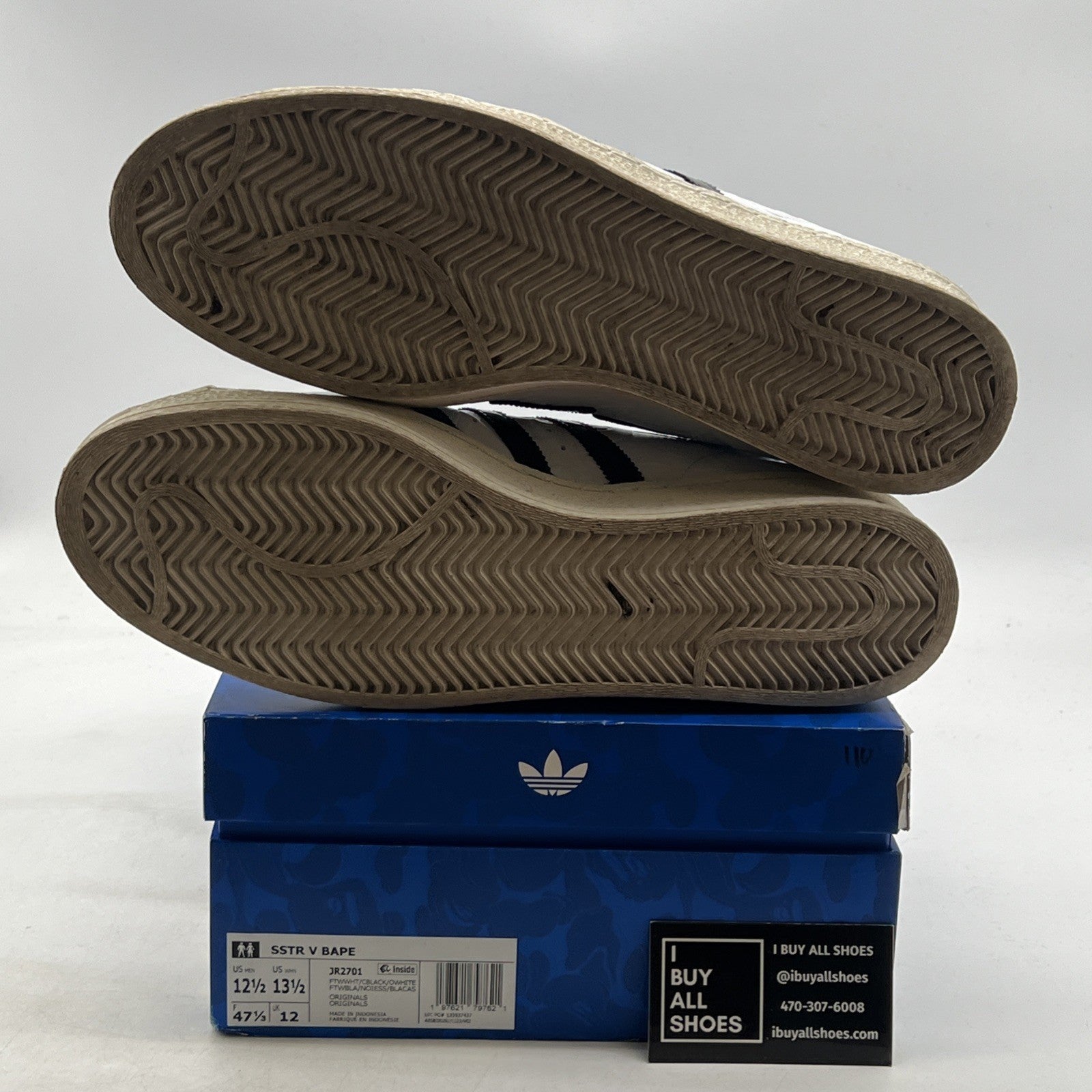 Size 12.5 - adidas BAPE x Superstar Vintage White Black (JR2701)