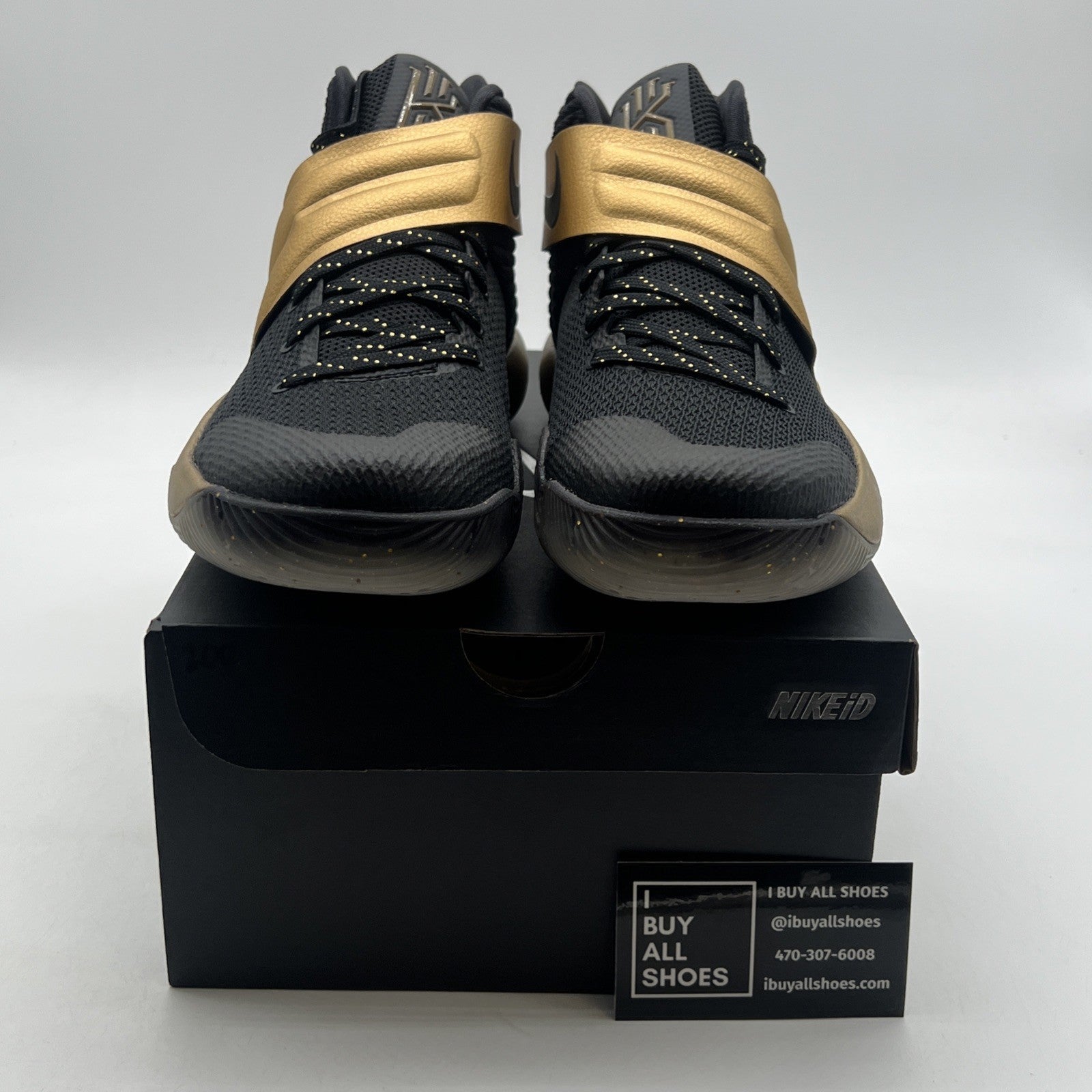 Size 9.5 - Nike Kyrie 2 ID Basketball Nike Black, Gold Rare (843253-981)