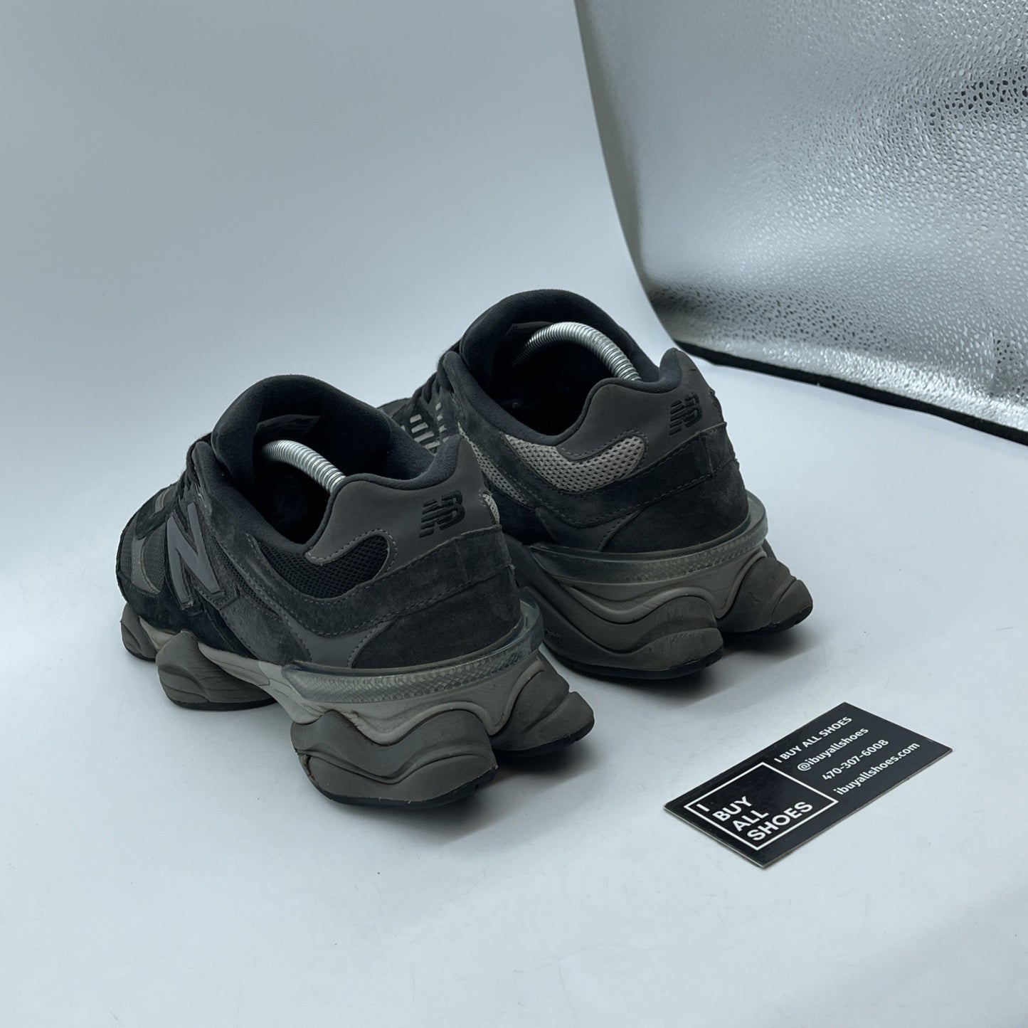 Size 9.5 - New Balance 9060 Black Castlerock Grey Suede Leather (U9060BLK)