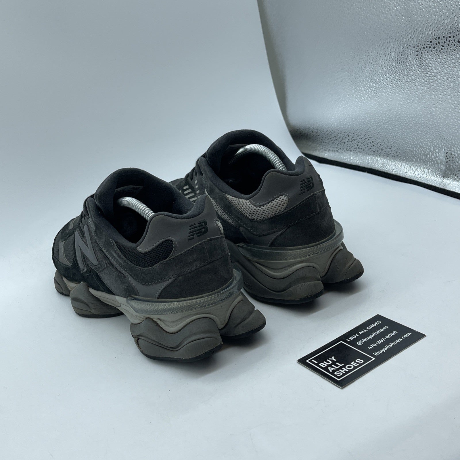 Size 9.5 - New Balance 9060 Black Castlerock Grey Suede Leather (U9060BLK)