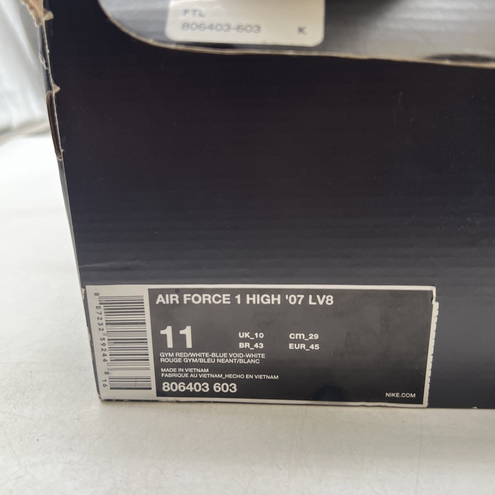 Size 11 - Nike Air Force 1 '07 LV8 High Red (806403-603)
