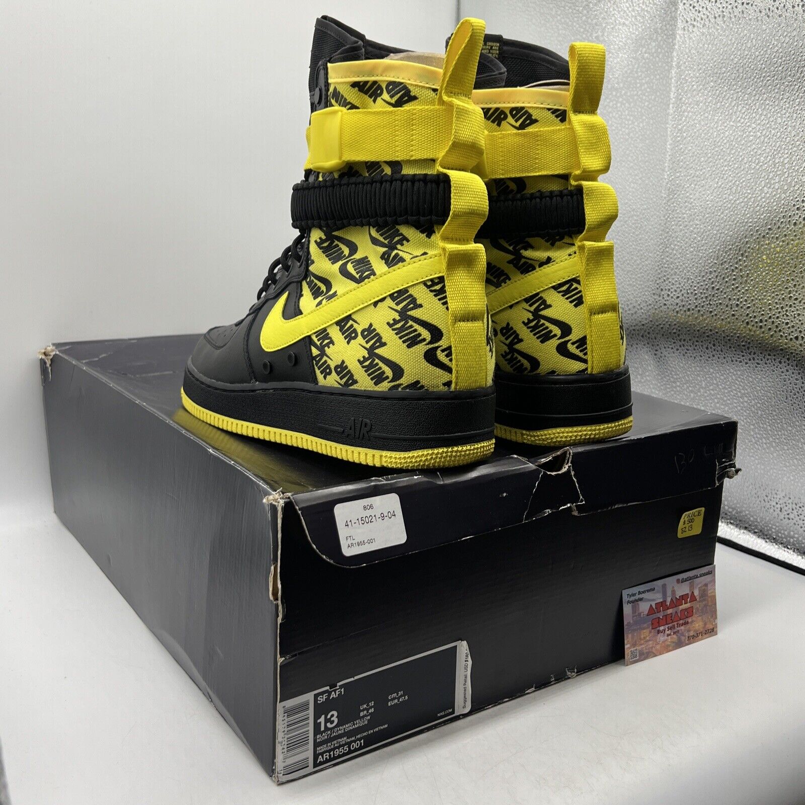 Size 13 - Nike SF Air Force 1 Dynamic Yellow Black Leather (AR1955-001)