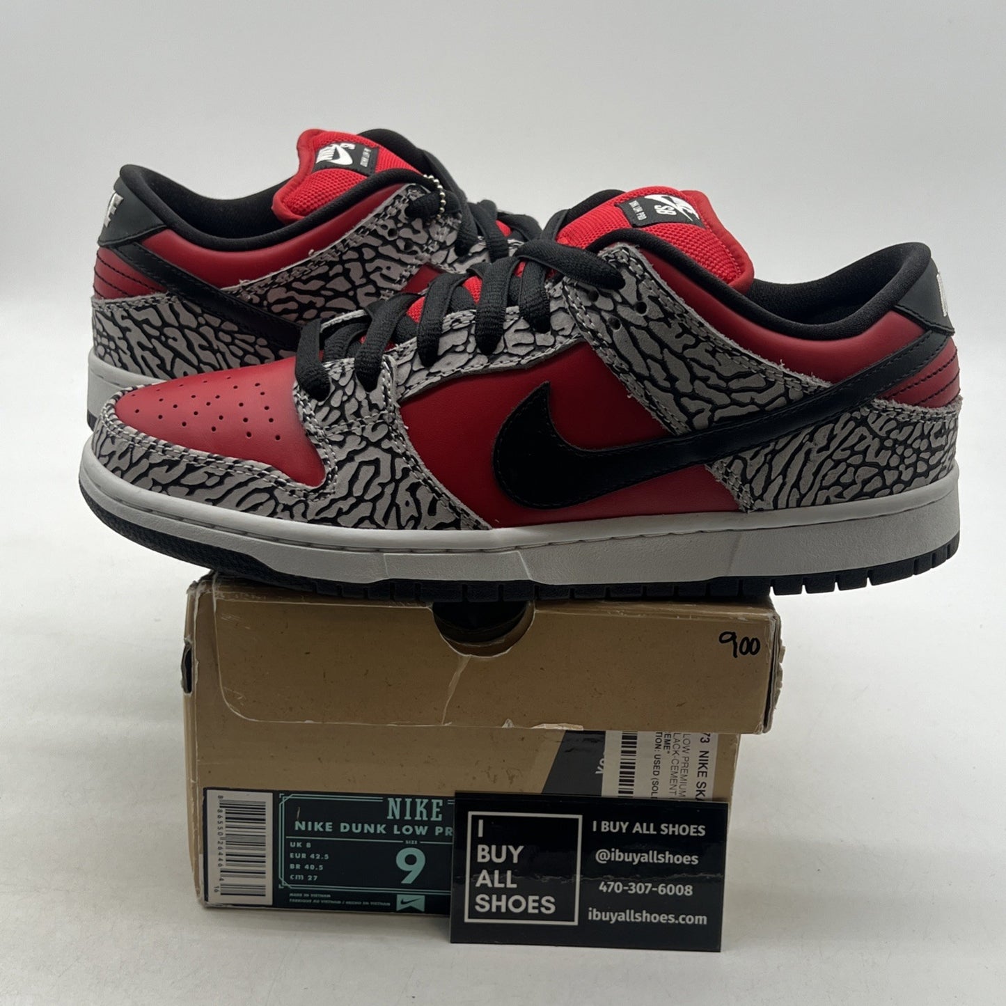 Size 9 - Nike Supreme x Dunk Premium SB Low Red Cement (313170-600)