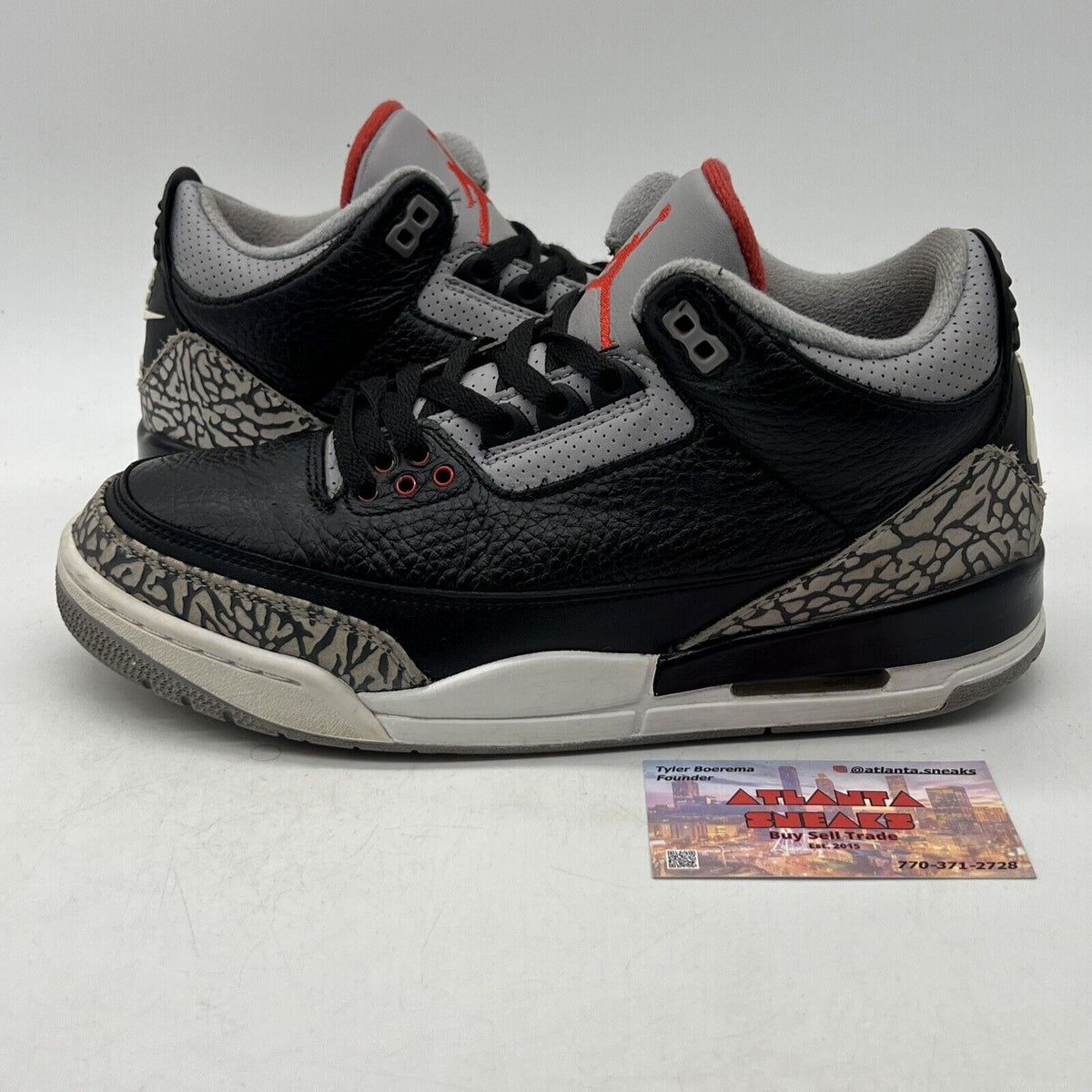 Size 8 - Jordan 3 Retro OG Mid Black Cement Red Leather (854262-001)