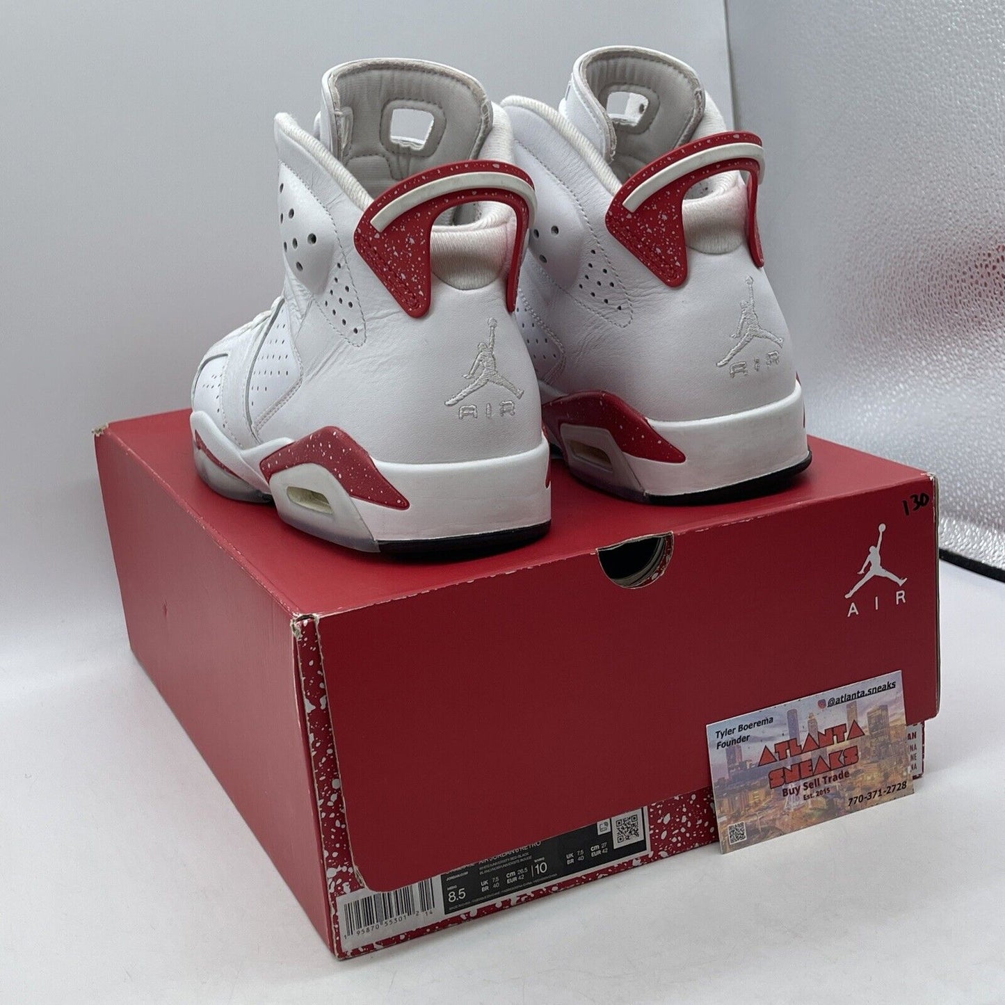 Size 8.5 - Jordan 6 White and University Red White Leather (CT8529-162)