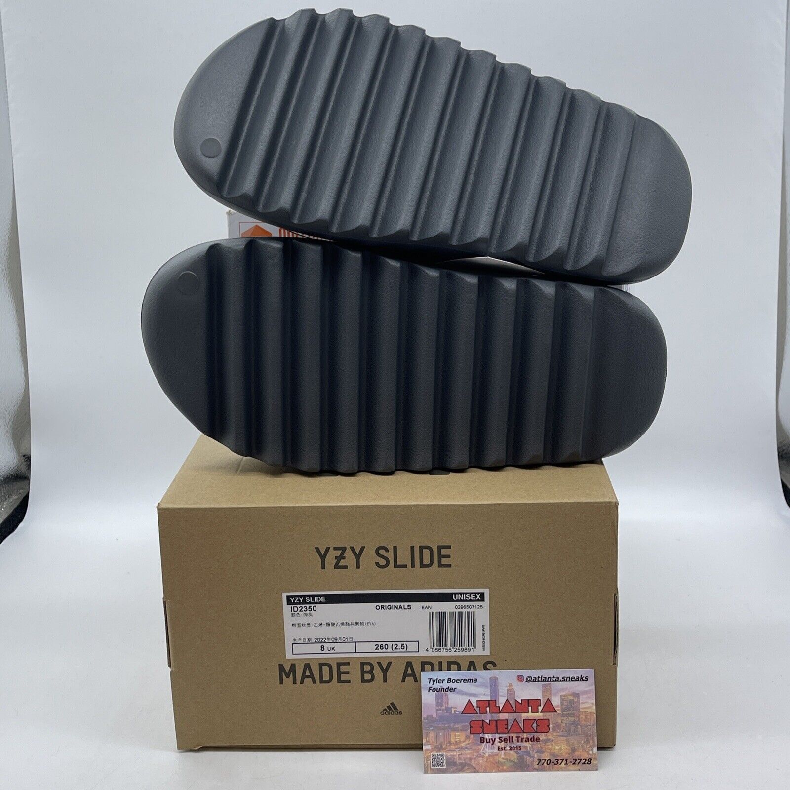 Size 8 - Adidas Yeezy Slide Slate Grey Black Leather (ID2350)