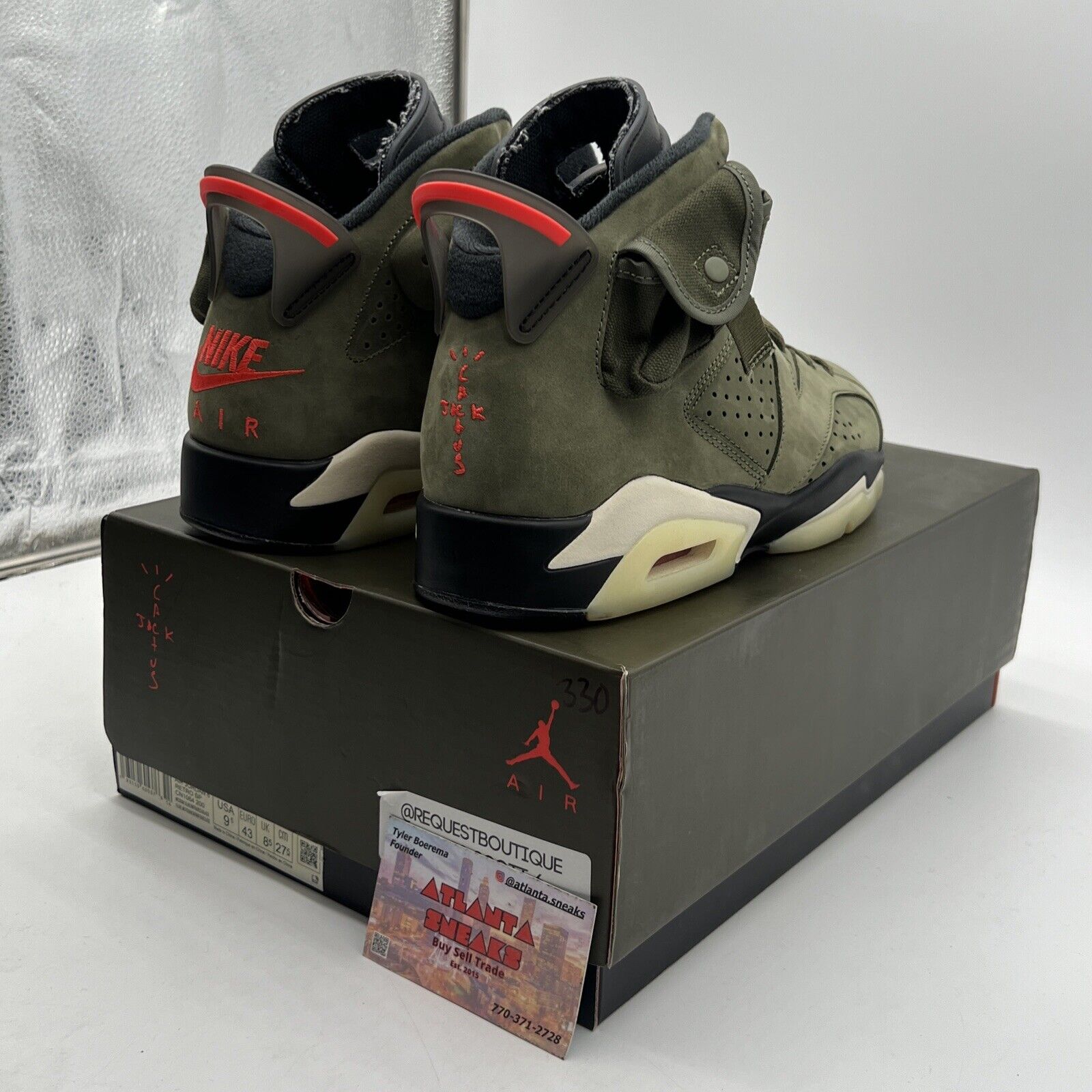 Size 9.5 - Jordan 6 Retro x Travis Scott Mid Olive Black Red (CN1084-200)