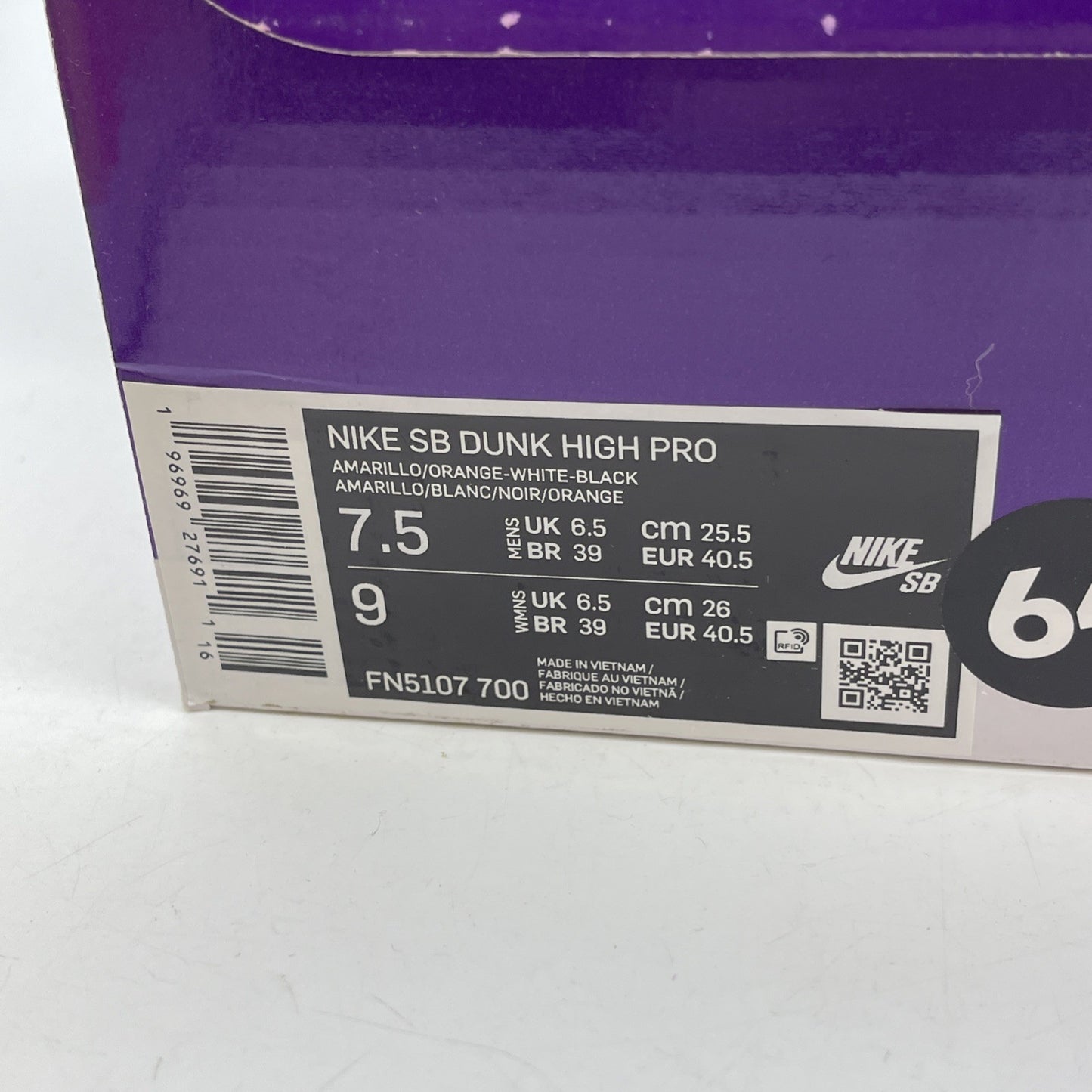 Size 7.5 - Nike Dunk SB High Sweet Tooth White Yellow Orange (FN5107-700)