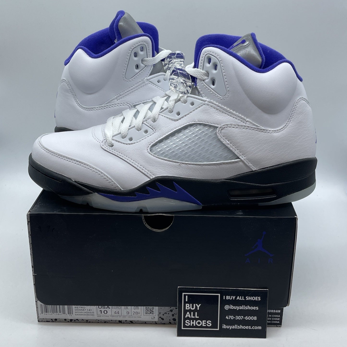 Size 10 - Jordan 5 Concord White Purple Black Leather (DD0587-141)