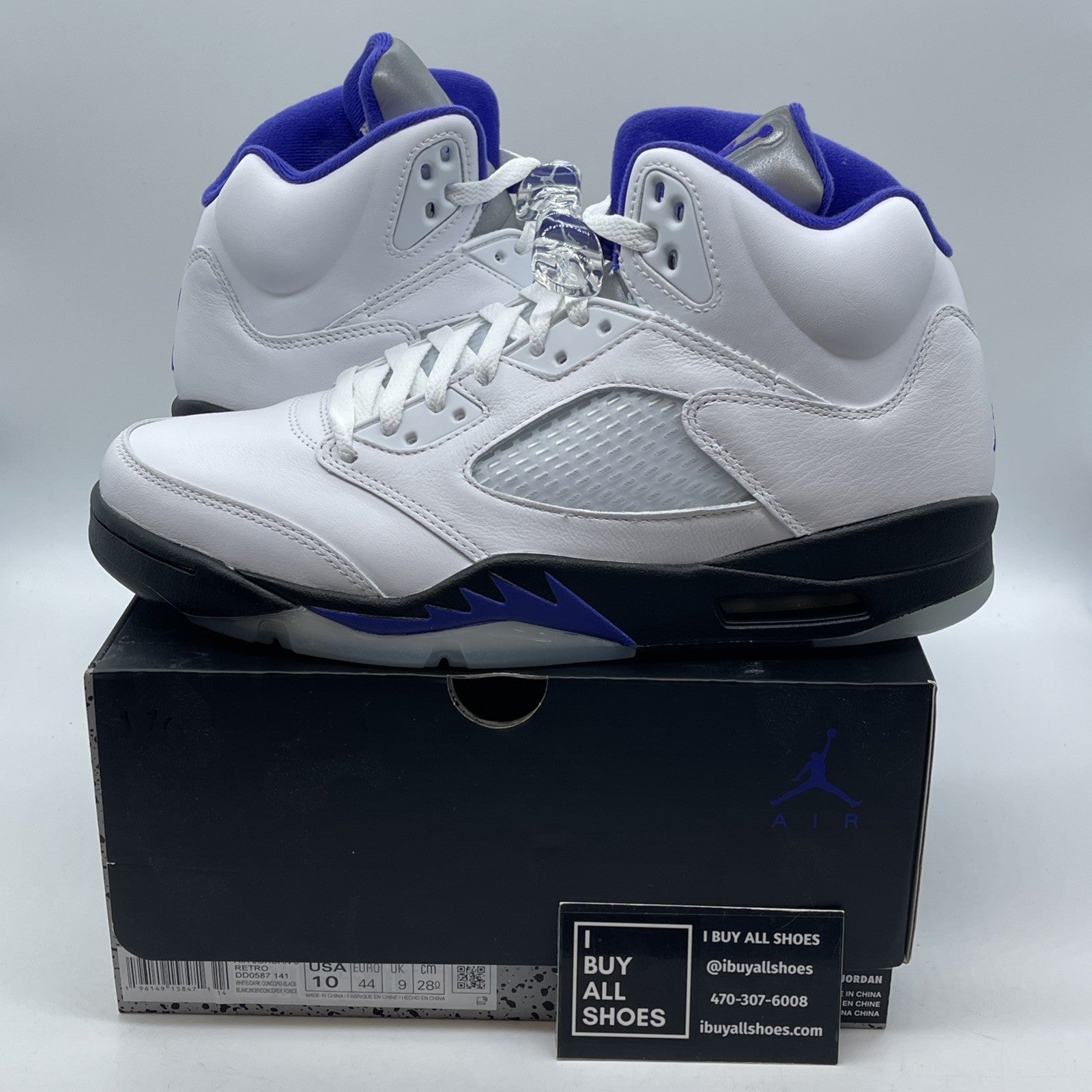 Size 10 - Jordan 5 Concord White Purple Black Leather (DD0587-141)