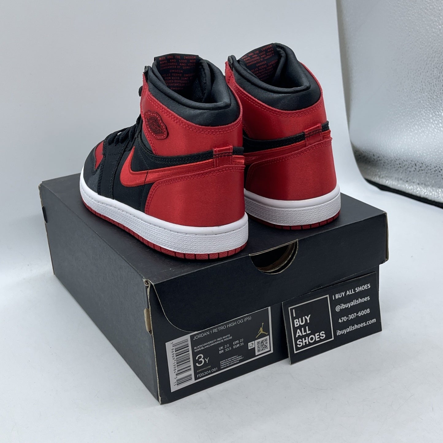 Size 3Y (PS) - Jordan 1 High Retro OG Satin Bred Red Black Suede (FD5304-061)
