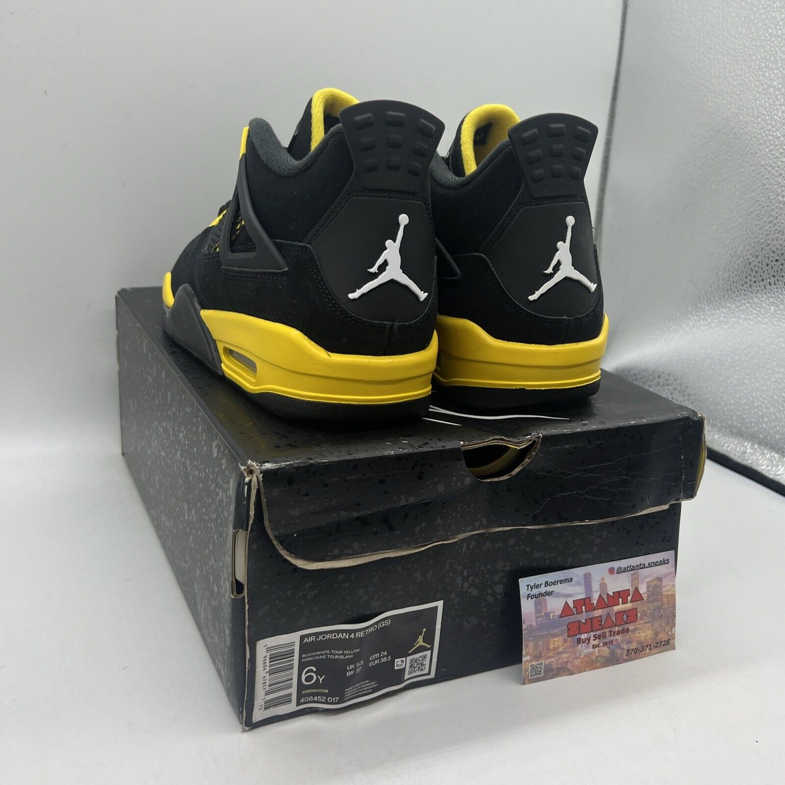 Size 6 - Jordan 4 Retro Low Thunder Brand New Og All Black Yellow