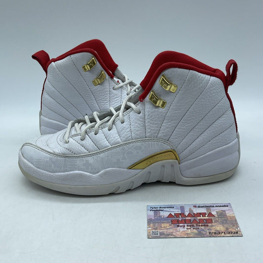 Size 7Y - Nike Air Jordan 12 XII Retro FIBA Gold Red White Leather  (153265-107)