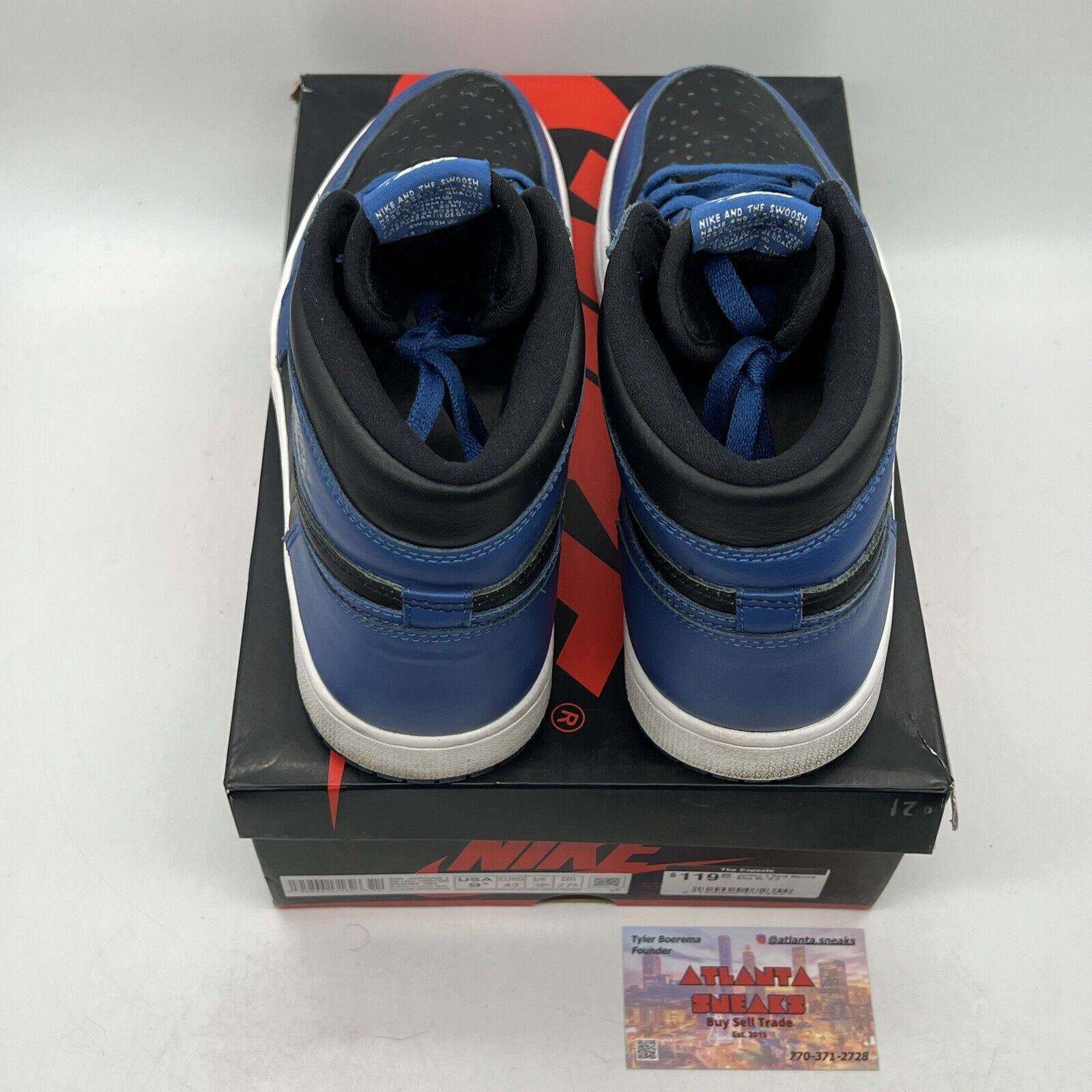 Size 9.5 - Jordan 1 Retro OG High Dark Marina Blue Leather Black (555088-404)