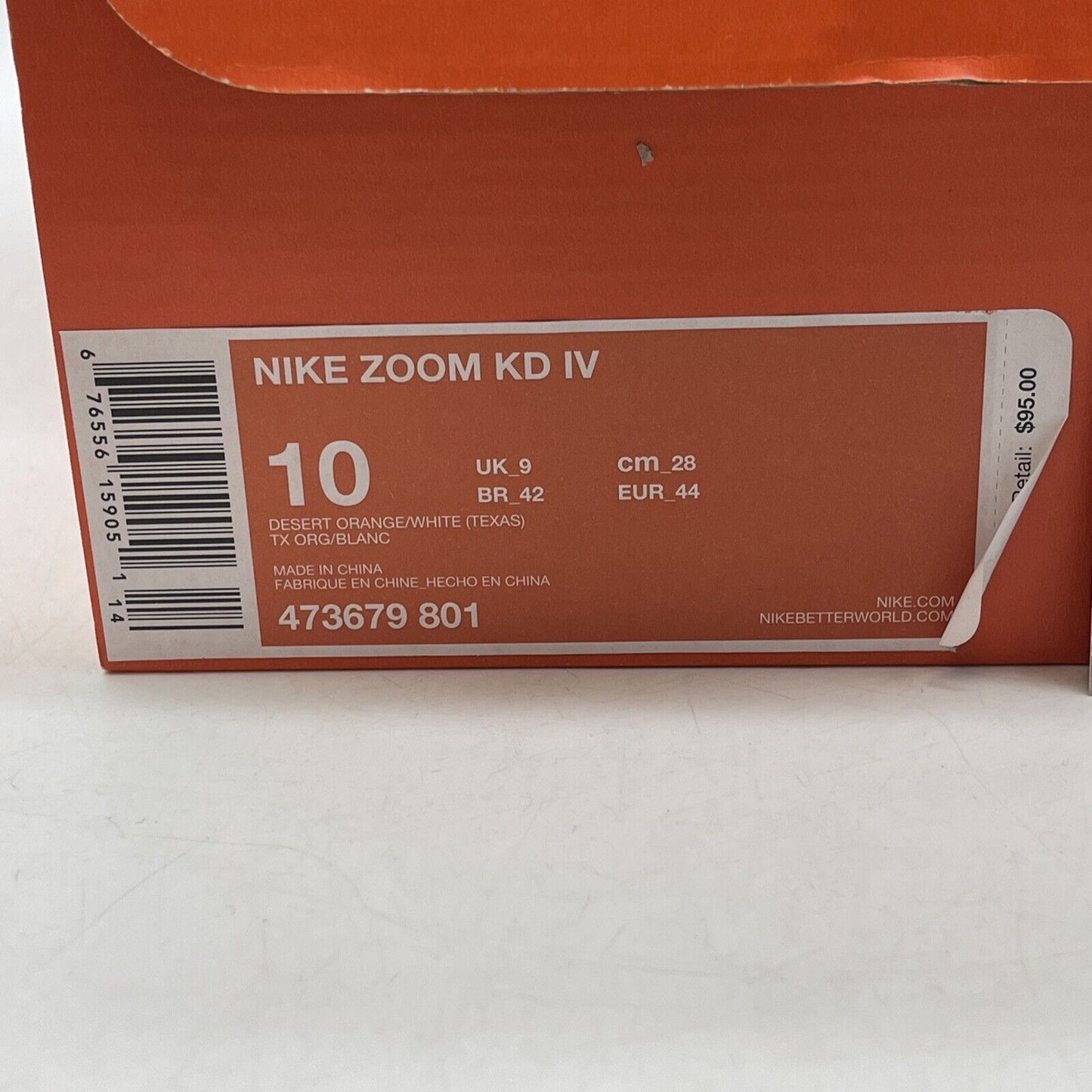 Size 10 - Nike Zoom KD 4 Texas Brown White Leather (473679-801)