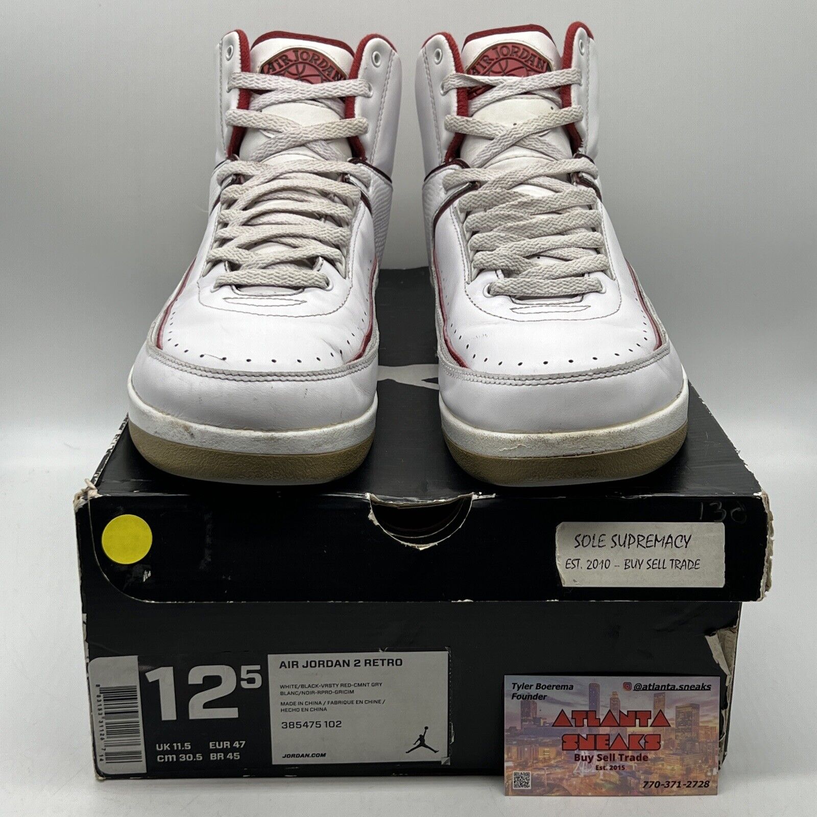 Size 12.5 - Air Jordan 2 Retro Chicago Home White Red Leather (385475-102)