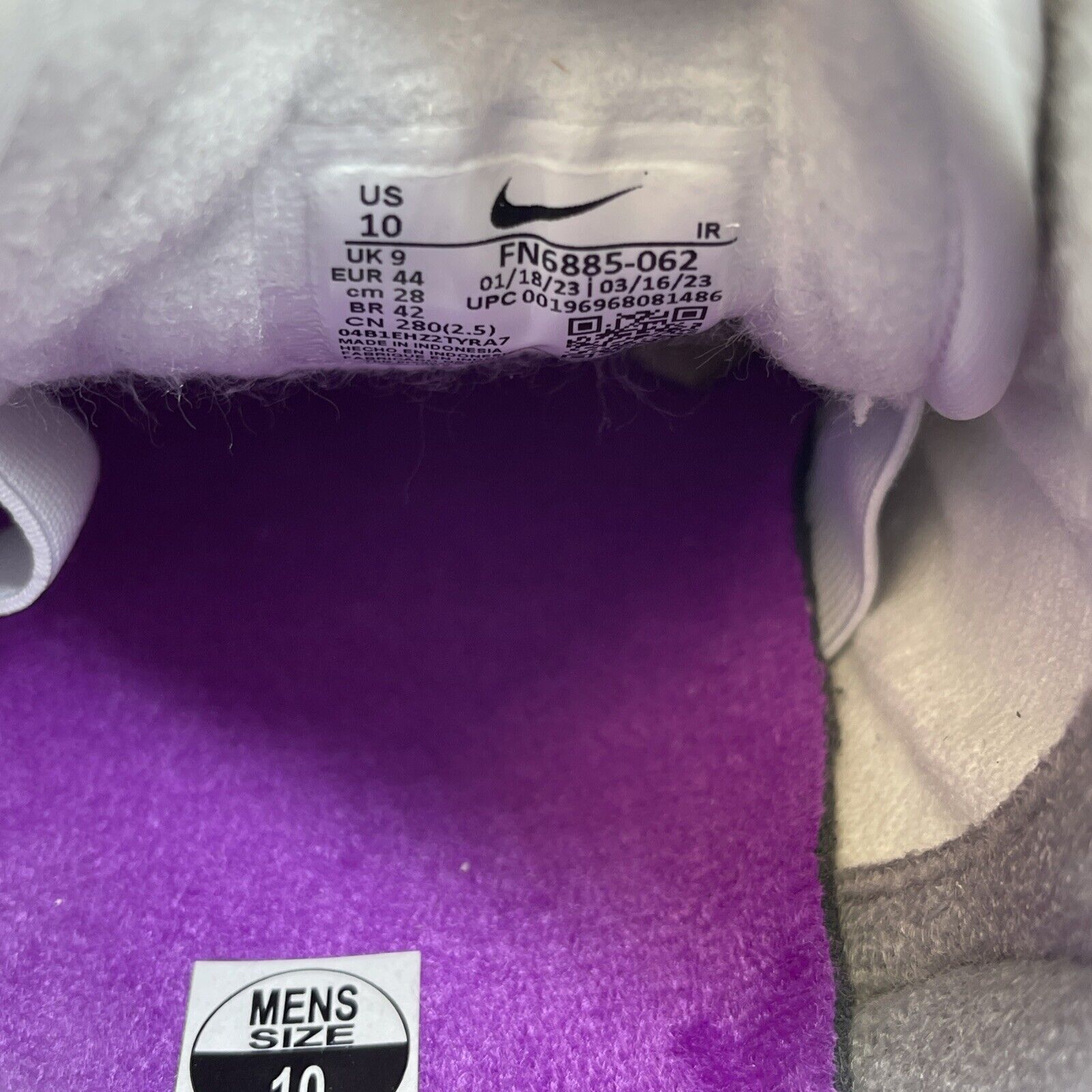 Size 10 - Nike Air Trainer 1 Hyper Violet Grey White Black Suede (FN6885-062)