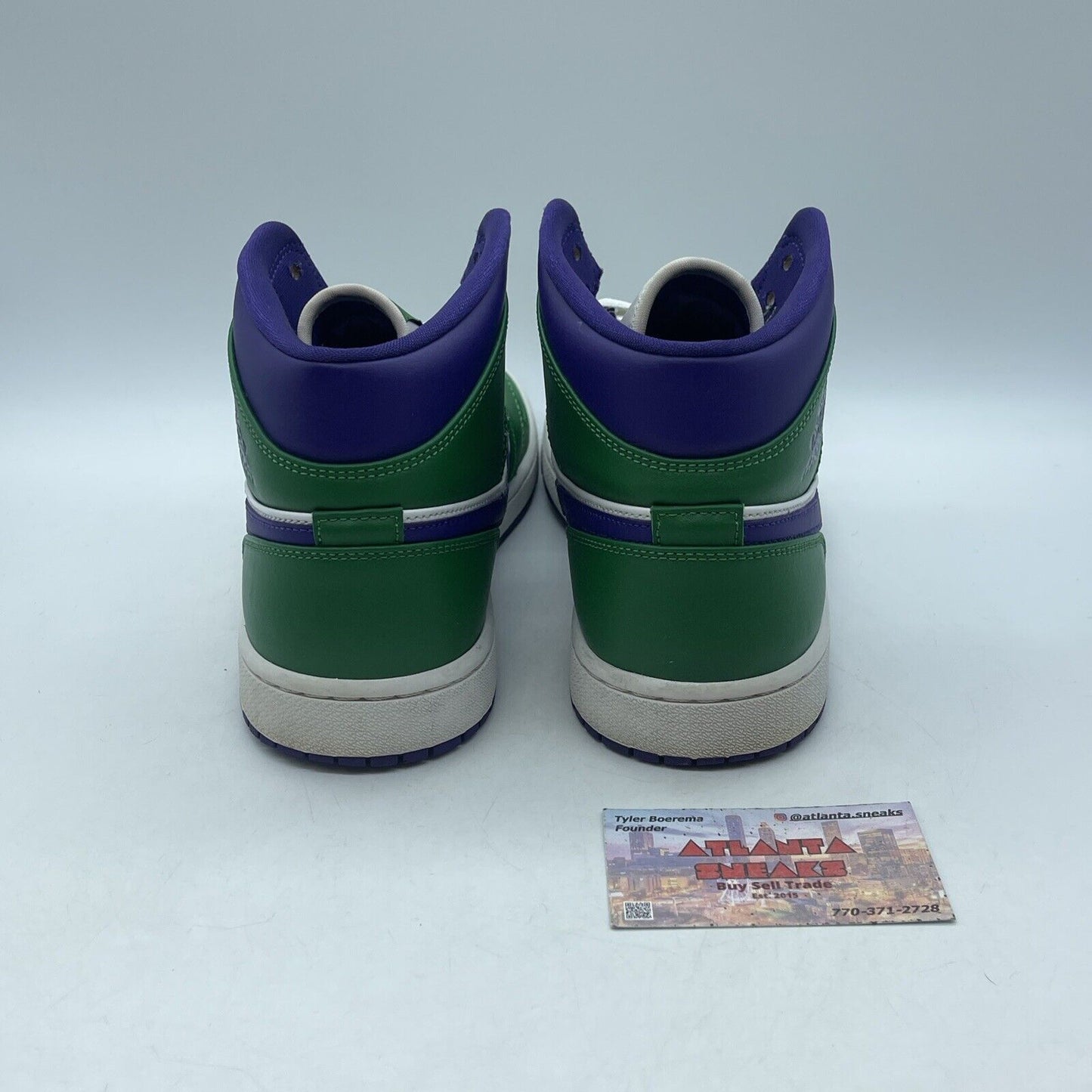 Size 10 - Air Jordan 1 Mid Hulk Purple Green White Leather (554724-300)