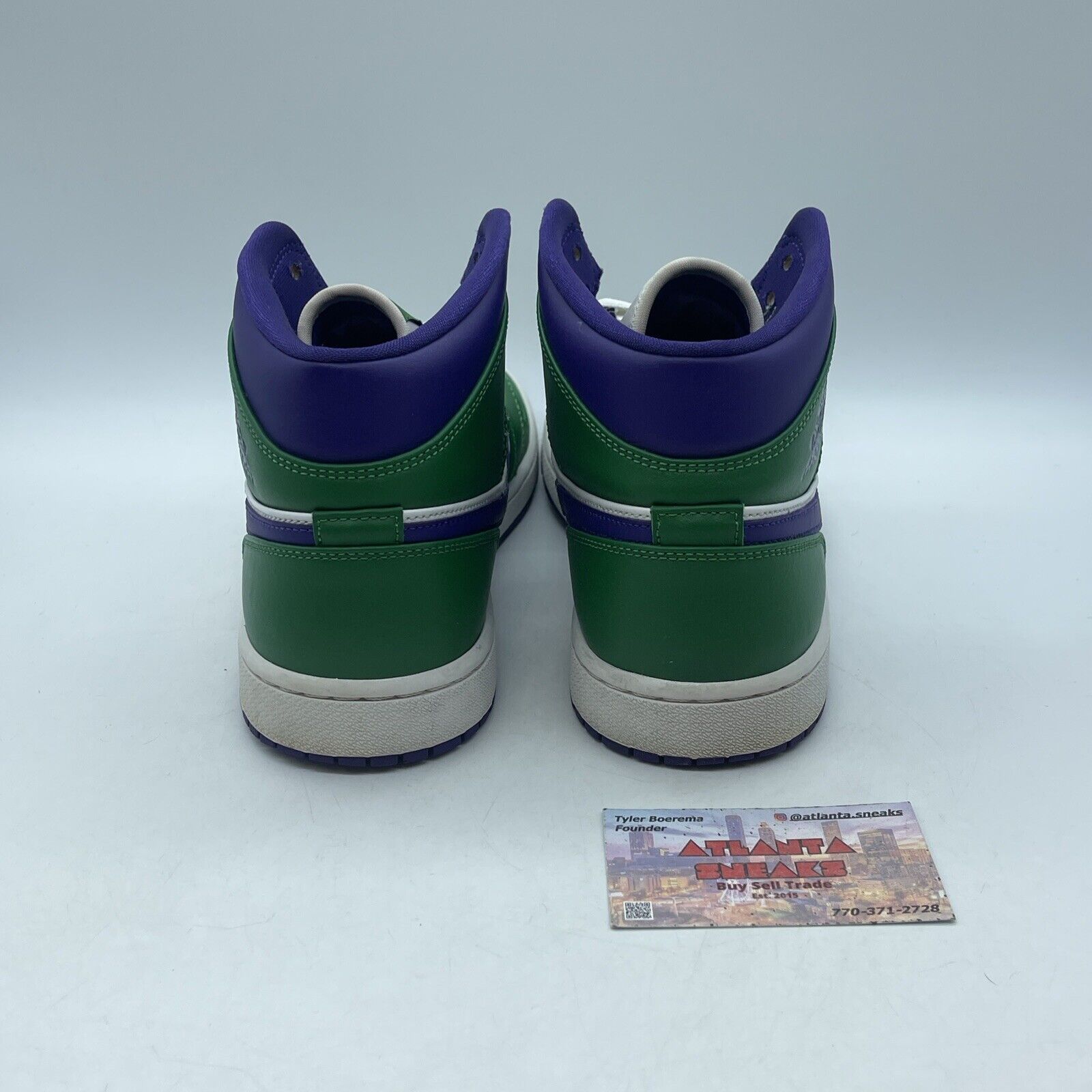 Size 10 - Air Jordan 1 Mid Hulk Purple Green White Leather (554724-300)