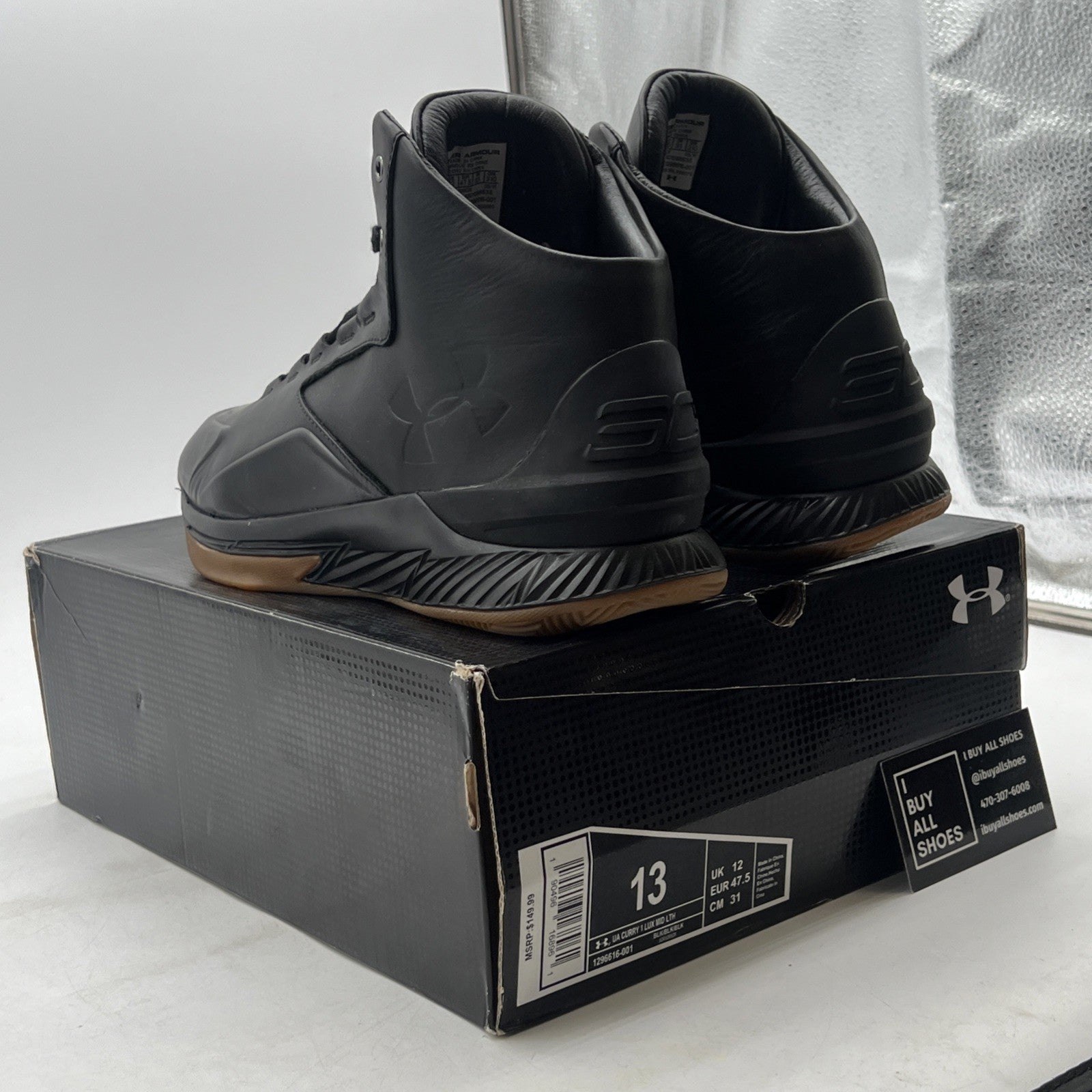 Size 13 - Under Armour Curry 1 Lux Mid Black Gum (1296616-001)
