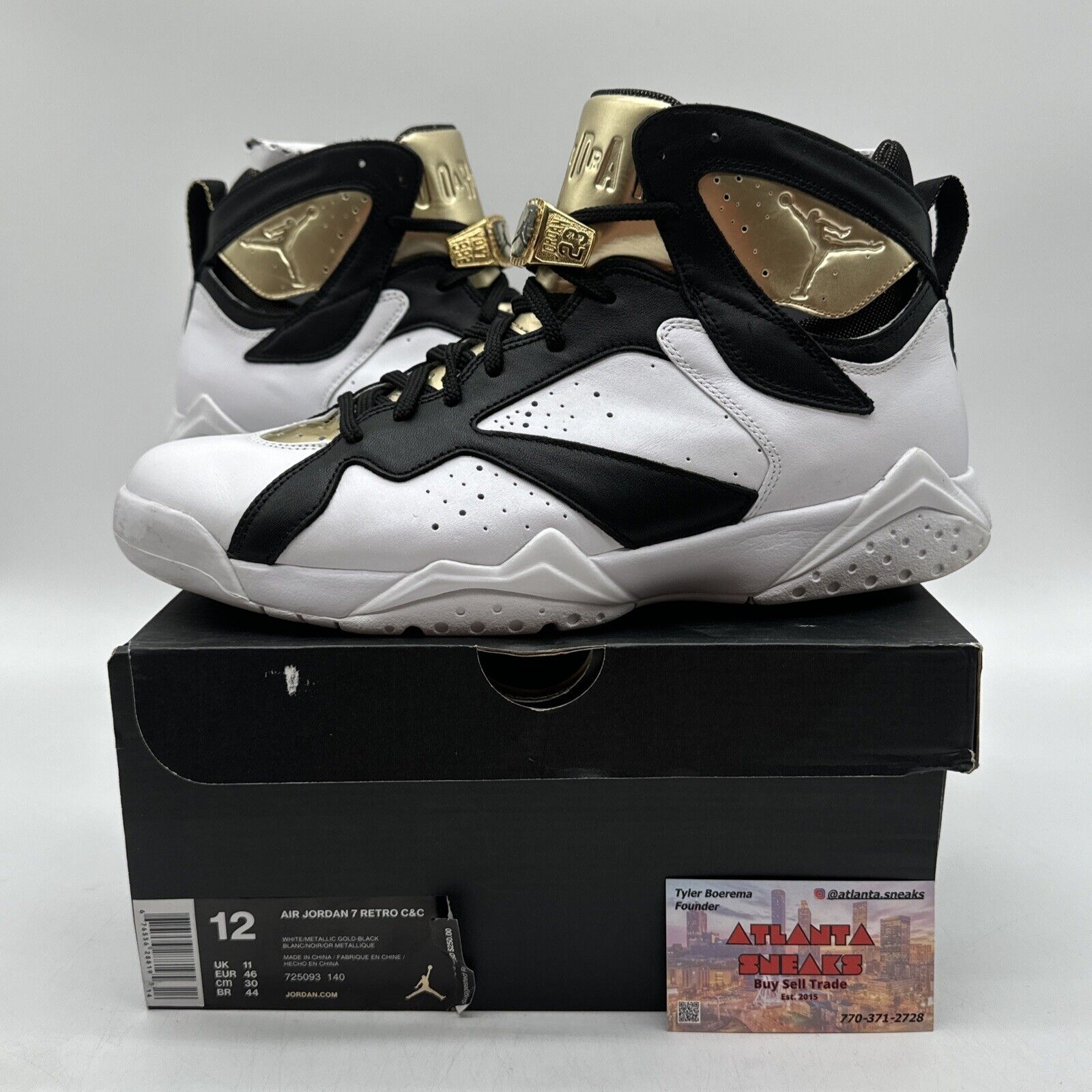 Size 12 - Air Jordan 7 Retro Champagne Gold White Black Leather Metal Rings Prem