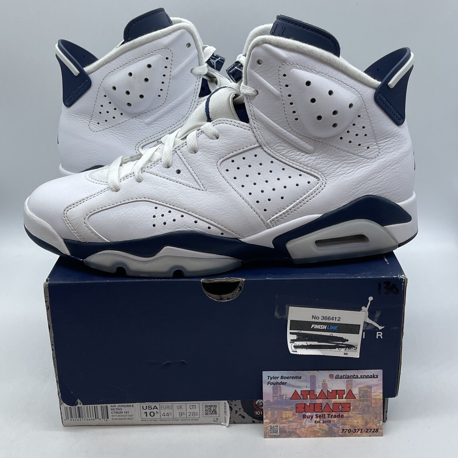 Size 10.5 - Jordan 6 Retro Midnight Navy White Blue Leather (CT8529-141)