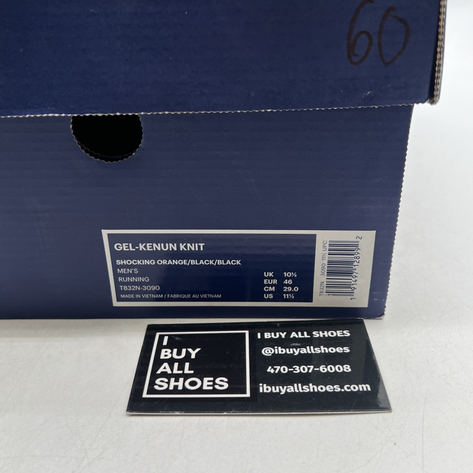 Size 11.5 - Asics Gel Kenun Knit Black Multi-Color (T832N-3090)