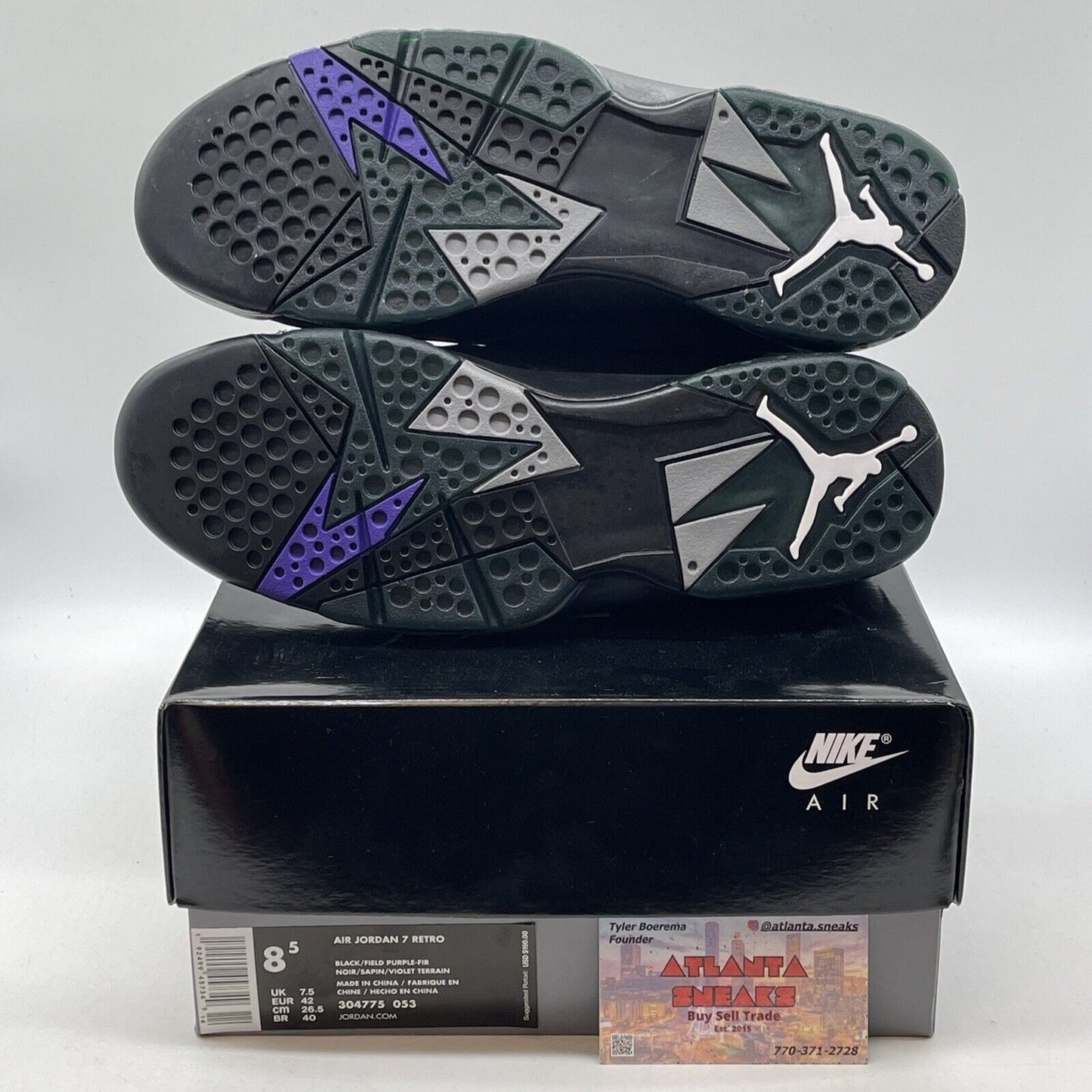 Size 8.5 - Air Jordan 7 Retro PE Ray Allen Purple Grey Black Suede (304775-053)