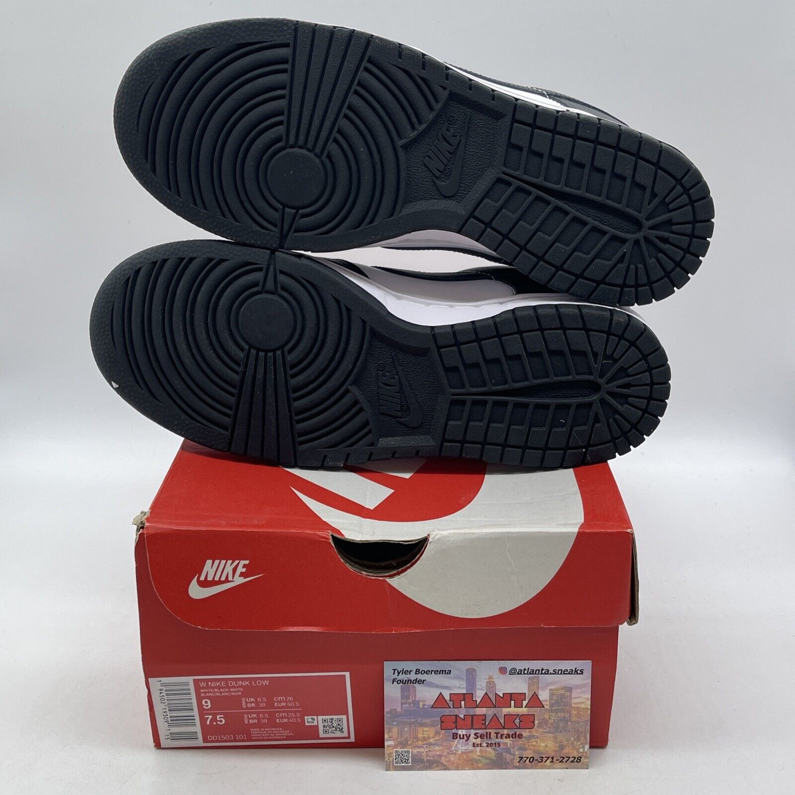 Size 9W - Nike Dunk Low Black White Leather (DD1503-101)