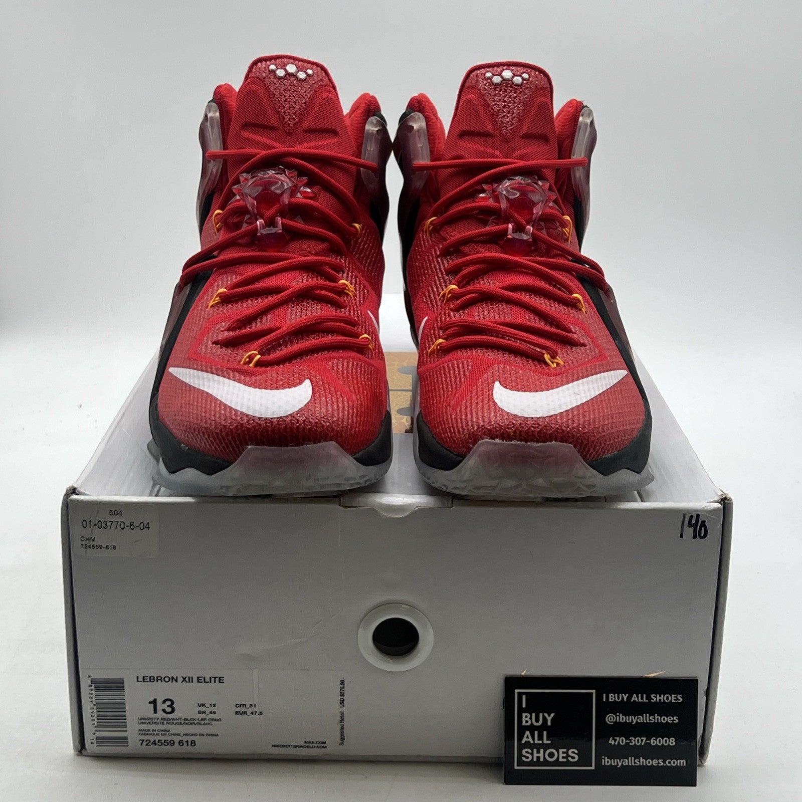 Size 13 - Nike LeBron 12 Elite Team (724559-618)