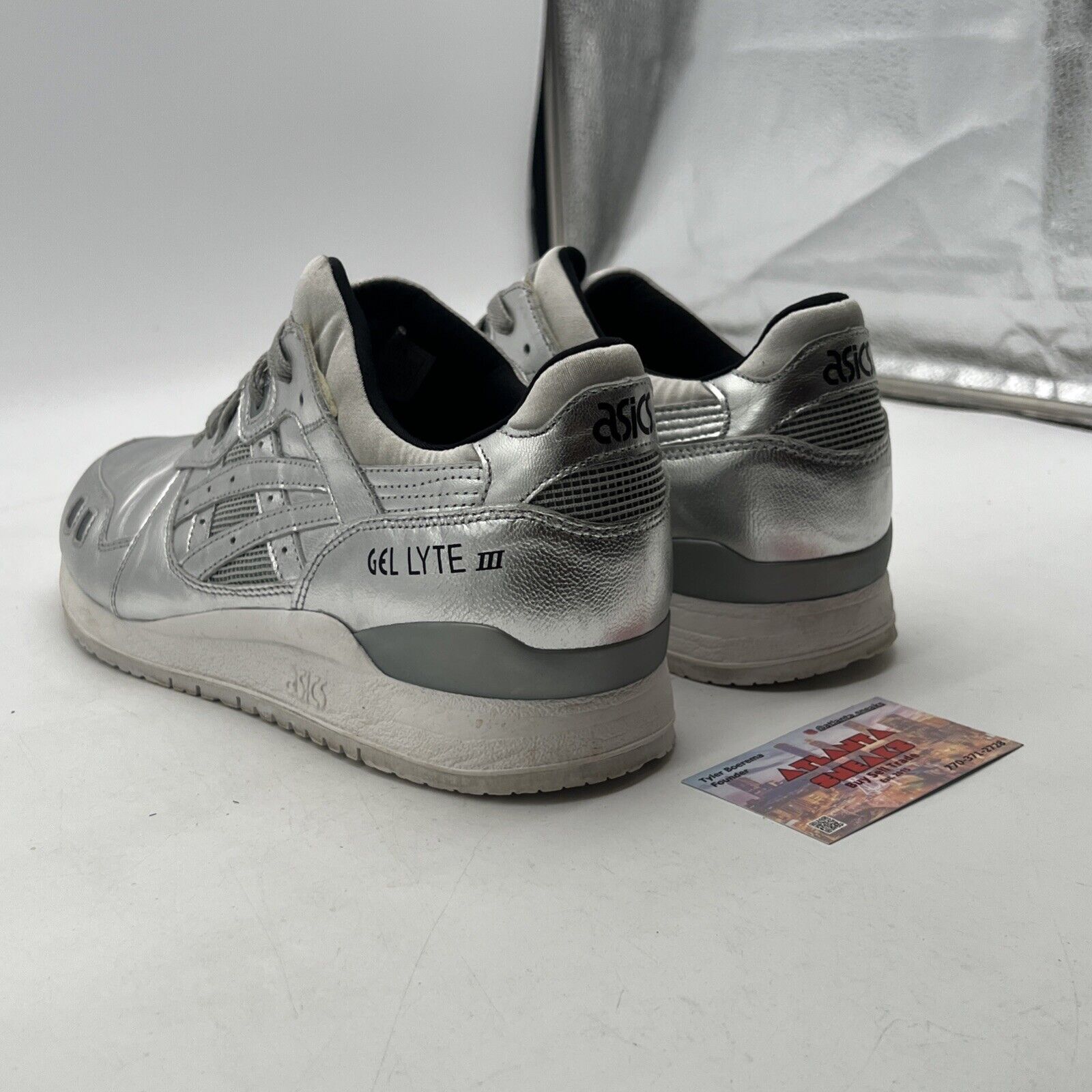 Size 12 - Asics Gel Lyte III Athletic Shoes Blemish HL504 Metallic Silver