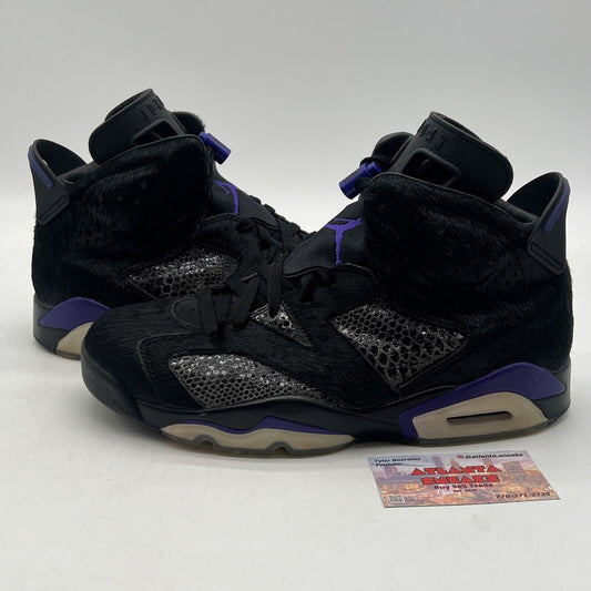 Size 9.5 - Social Status x Air Jordan 6 Retro Pony Hair Black Purple AR2257-005