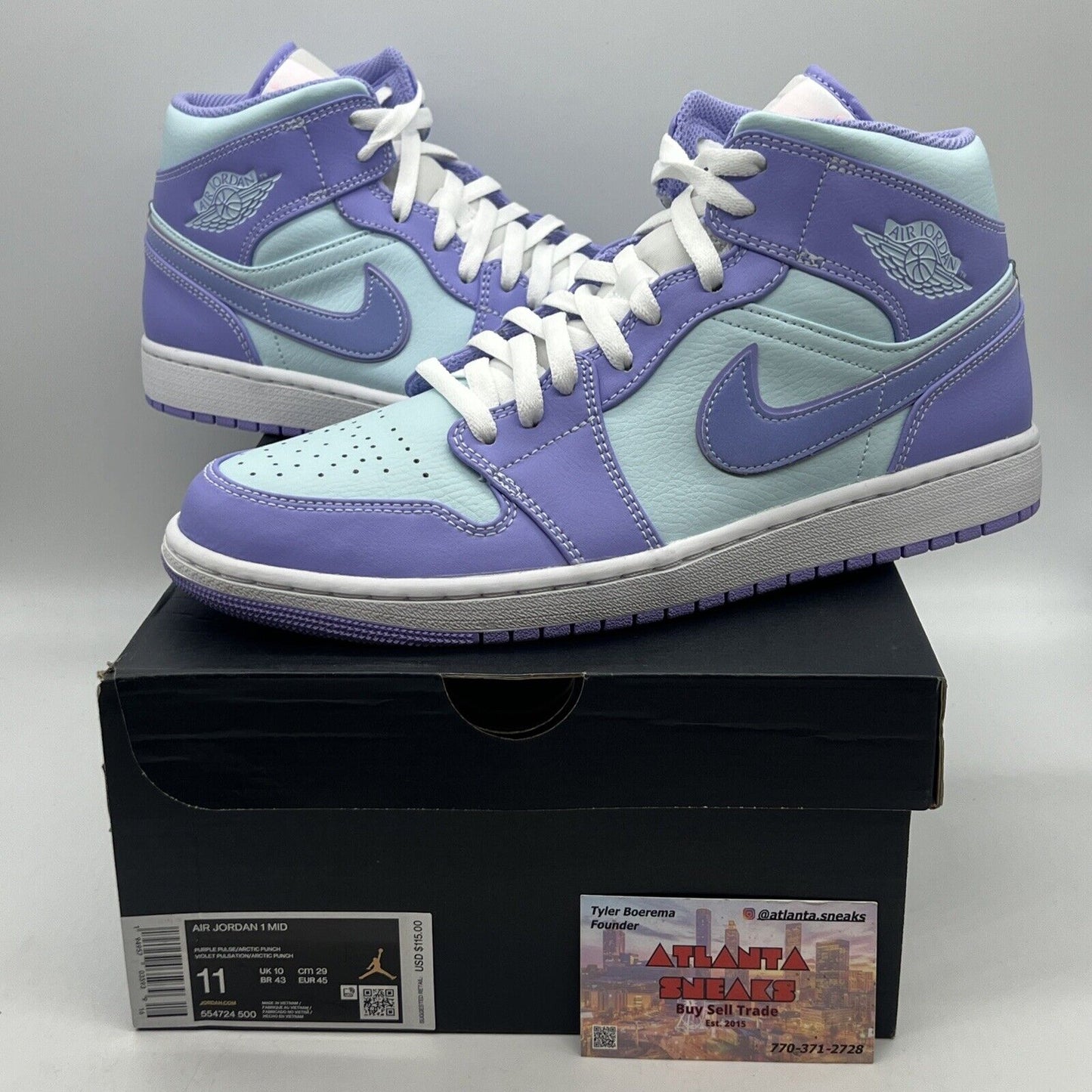 Size 11 - Jordan 1 Mid Purple White Brand New Og All