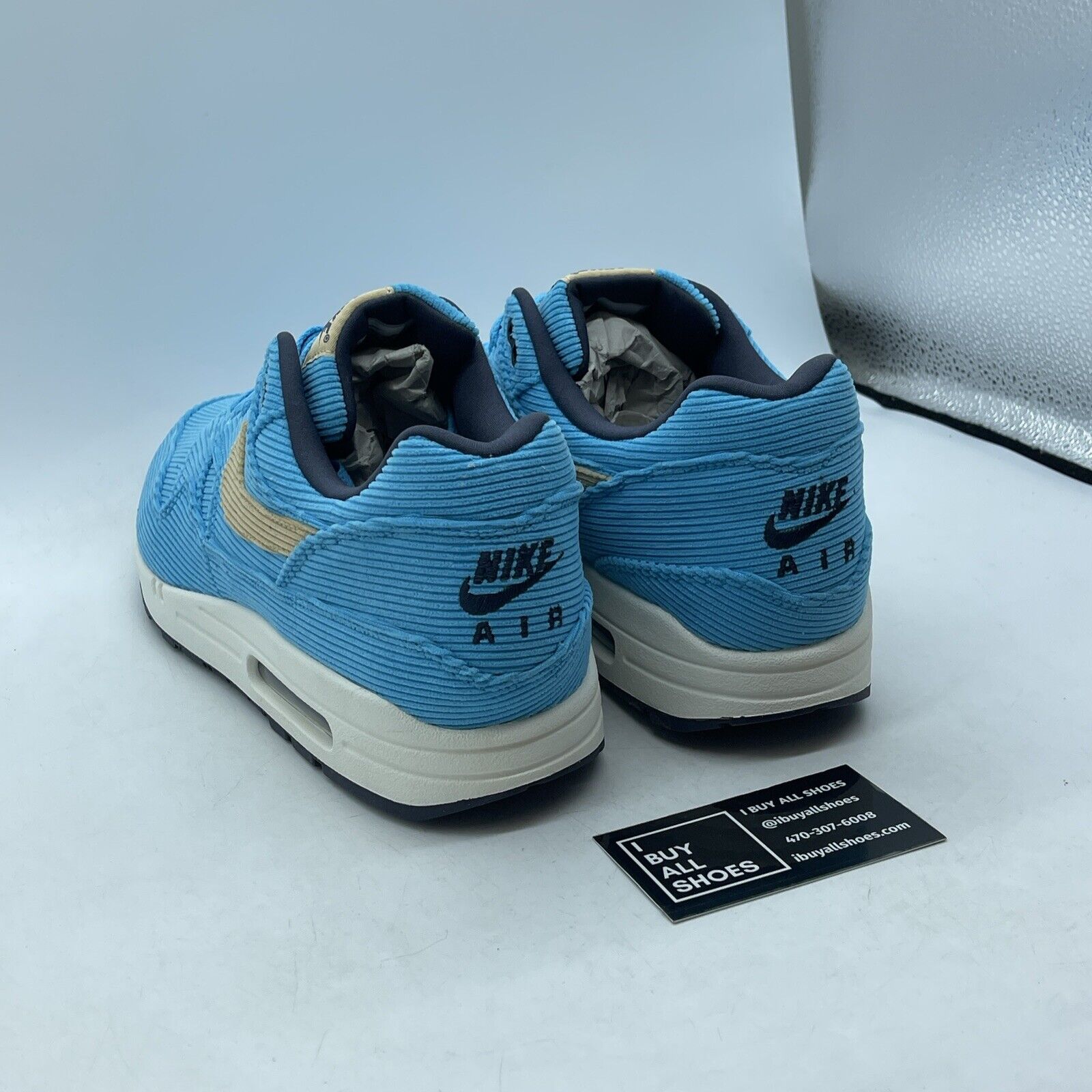 Size 12.5 - Nike Air Max 1 Premium Baltic Blue Corduroy Brown Suede (FB8915-400)