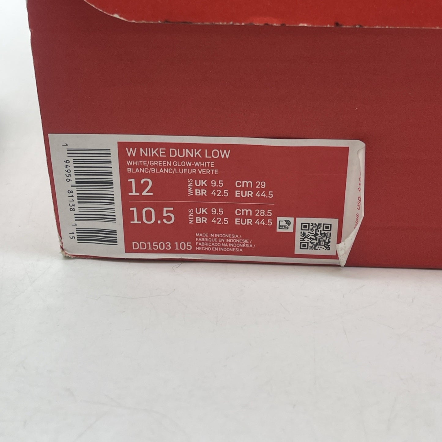 Size 12W - Nike Dunk Low Green Glow Blue White Leather (DD1503-105)