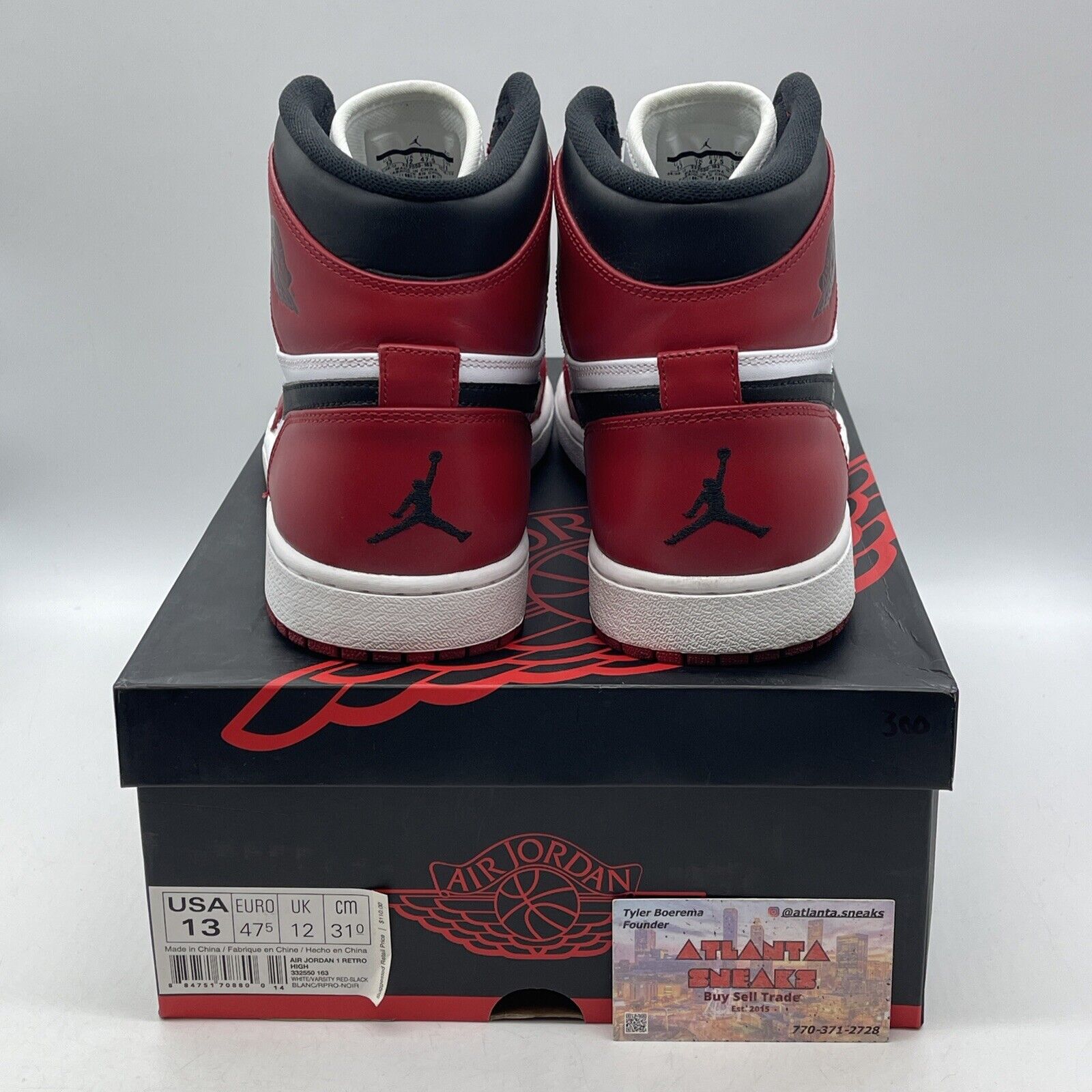 Size 13 - Jordan 1 Retro High Chicago 2013 White Black Red Leather (332550-163)