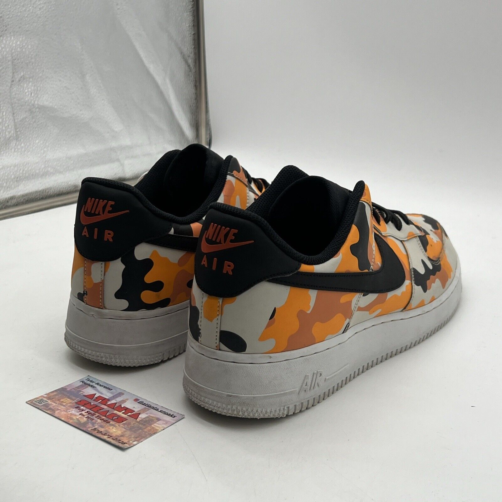 Size 14 - Nike Air Force 1 07 LV8 Orange Camo Black White Leather (823511-800)