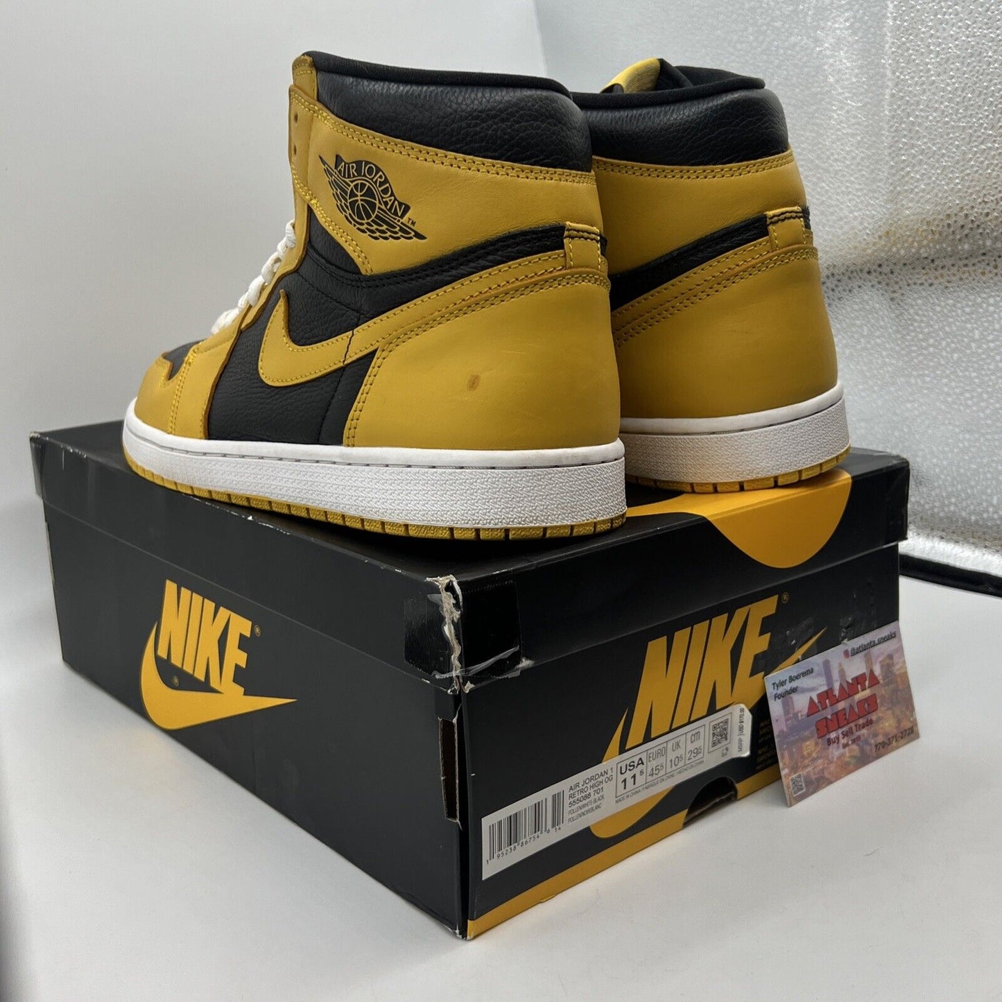 Size 11.5 - Jordan 1 Retro OG High Pollen Black White Yellow Leather 555088-701