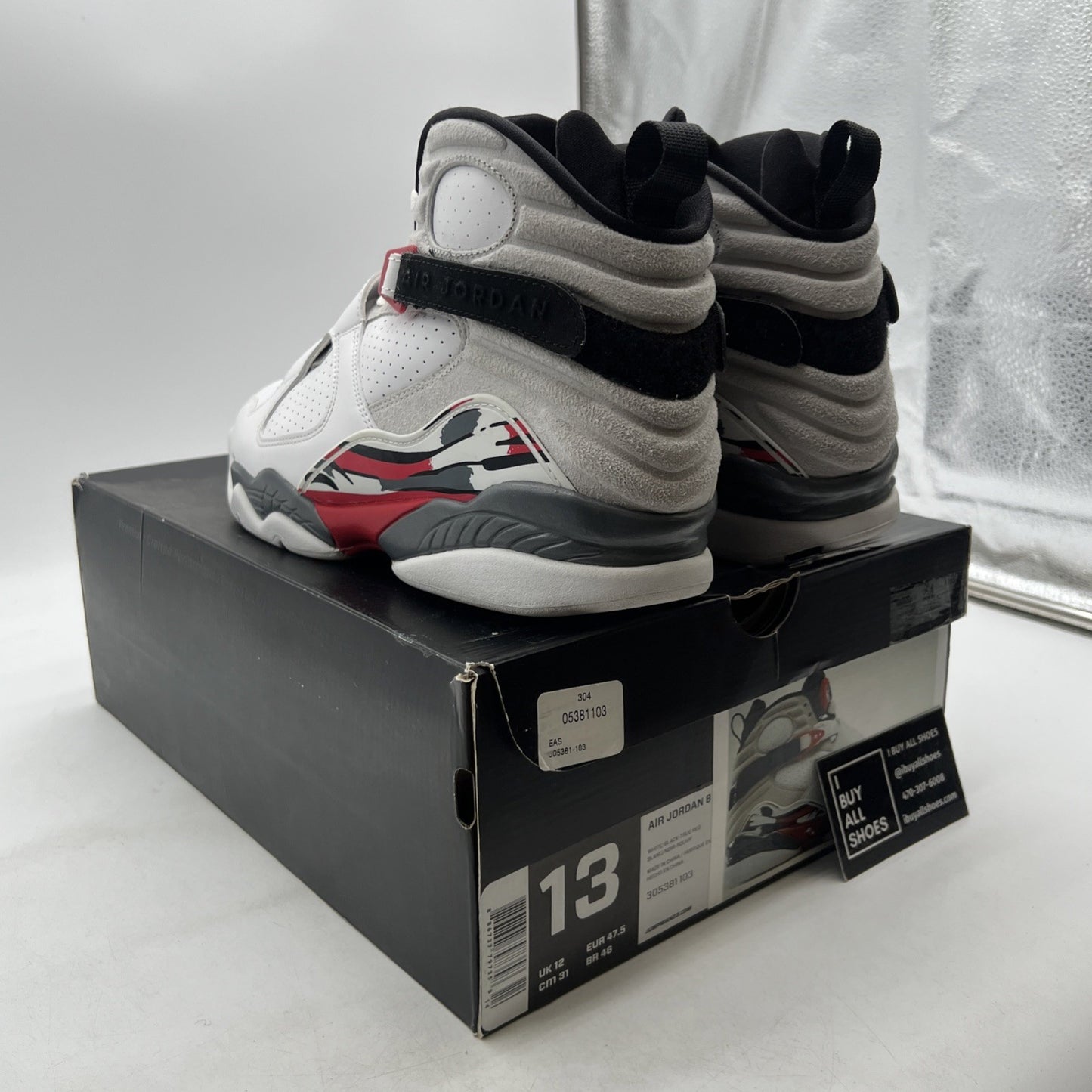 Size 13 - Air Jordan 8 Retro White 2013 (305381-103)
