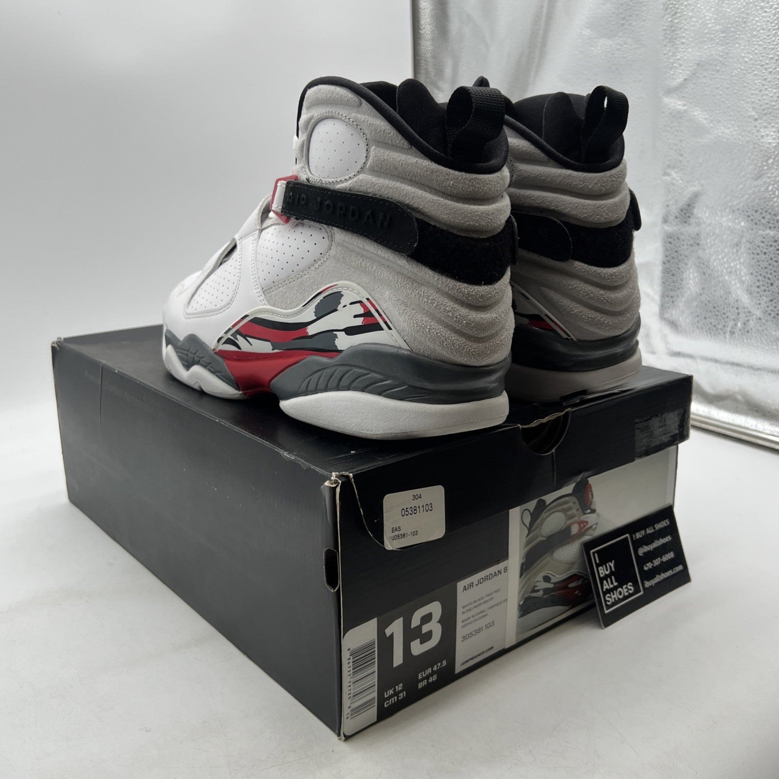 Size 13 - Air Jordan 8 Retro White 2013 (305381-103)
