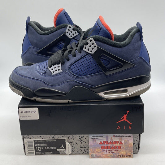 Size 10.5 - Jordan 4 Winter Loyal Blue 2019 White Grey Red Black (CQ9597-401)