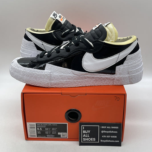 Size 9.5 - Nike sacai x Blazer Low Black Patent (DM6443-001)