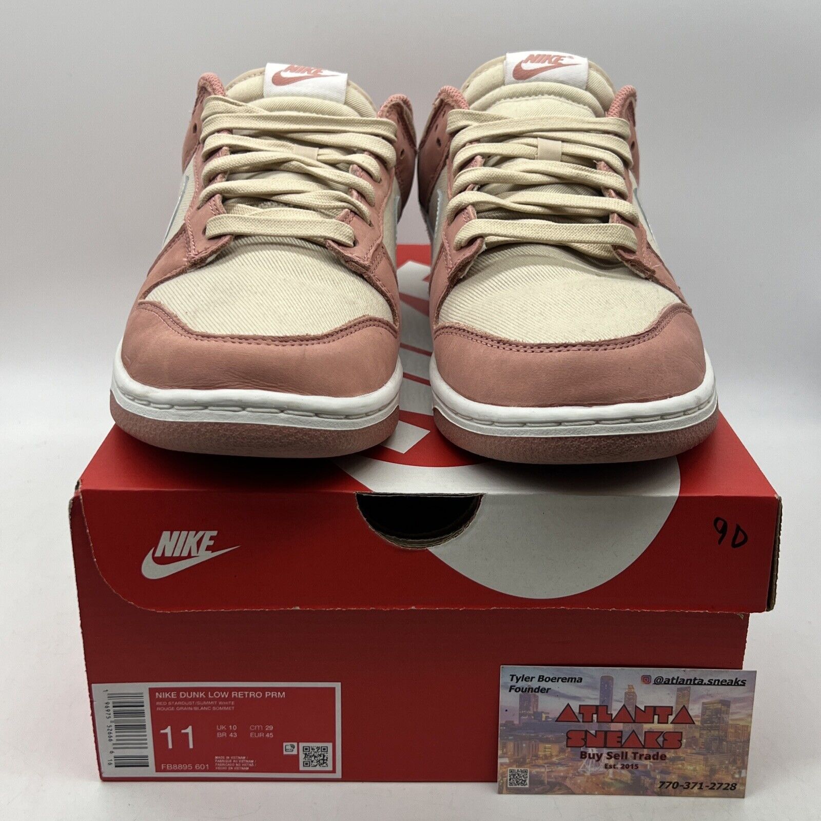 Size 11 - Nike Dunk Premium Low Red Stardust White Tan Leather (FB8896-601)