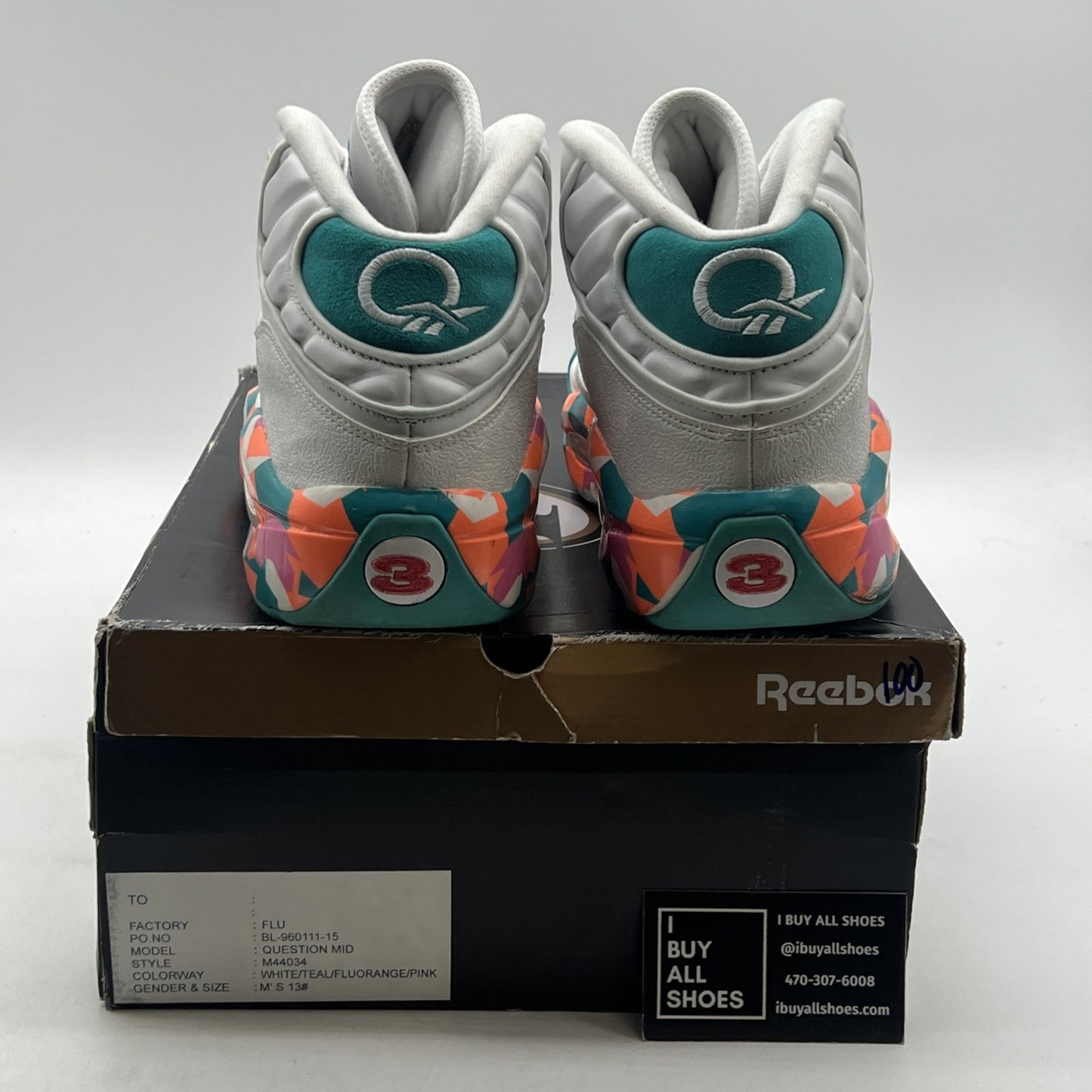 Size 13 - Reebok Question Mid White Noise Sample (M44034)
