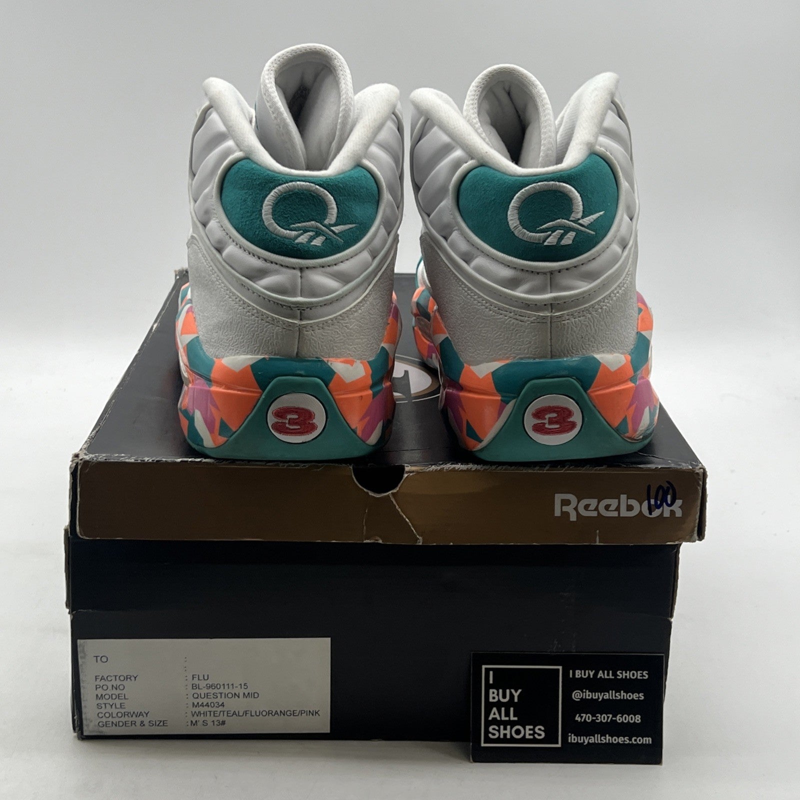 Size 13 - Reebok Question Mid White Noise Sample (M44034)